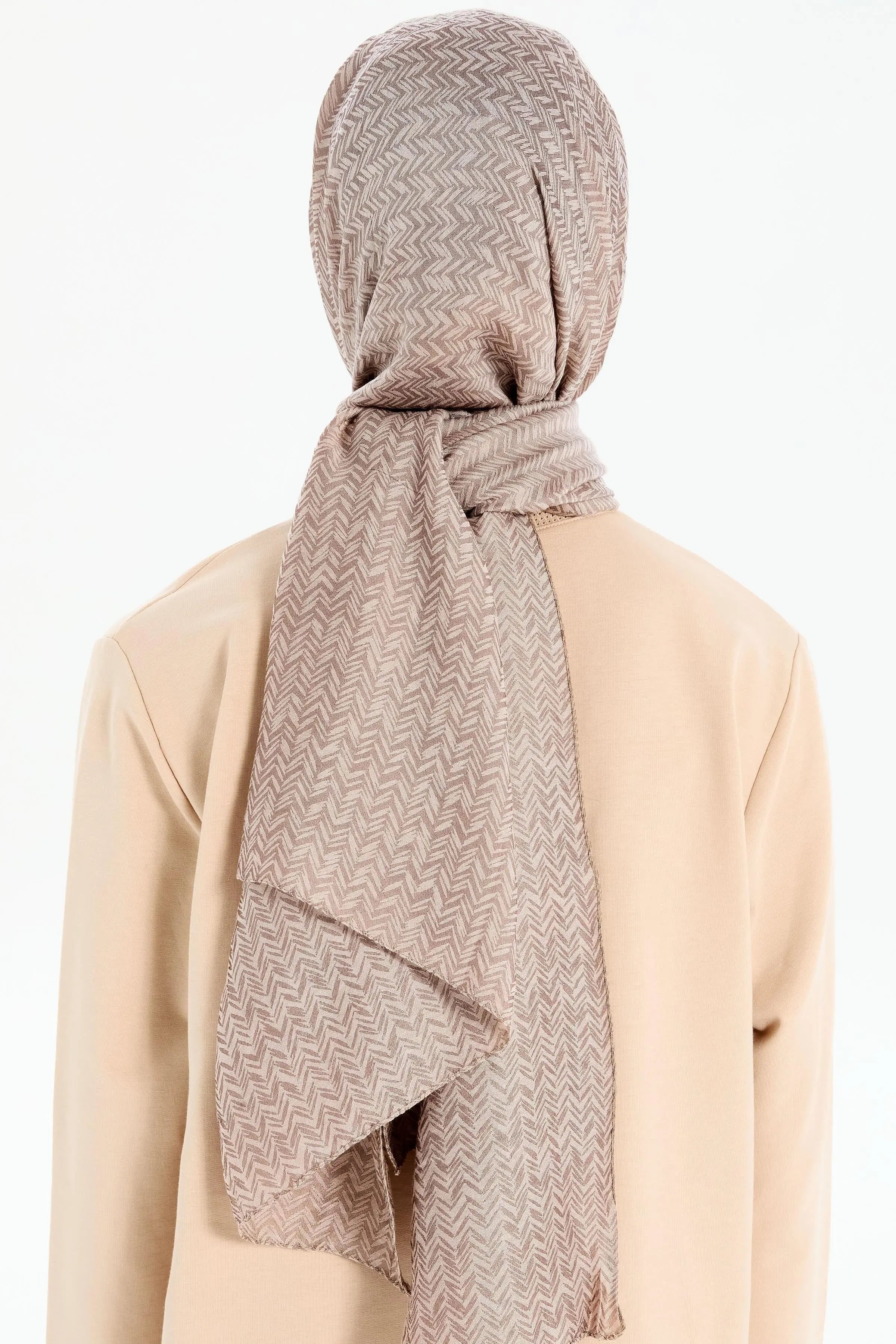 Balıksırtı Desen Viskon Şal - Bej TUGBA