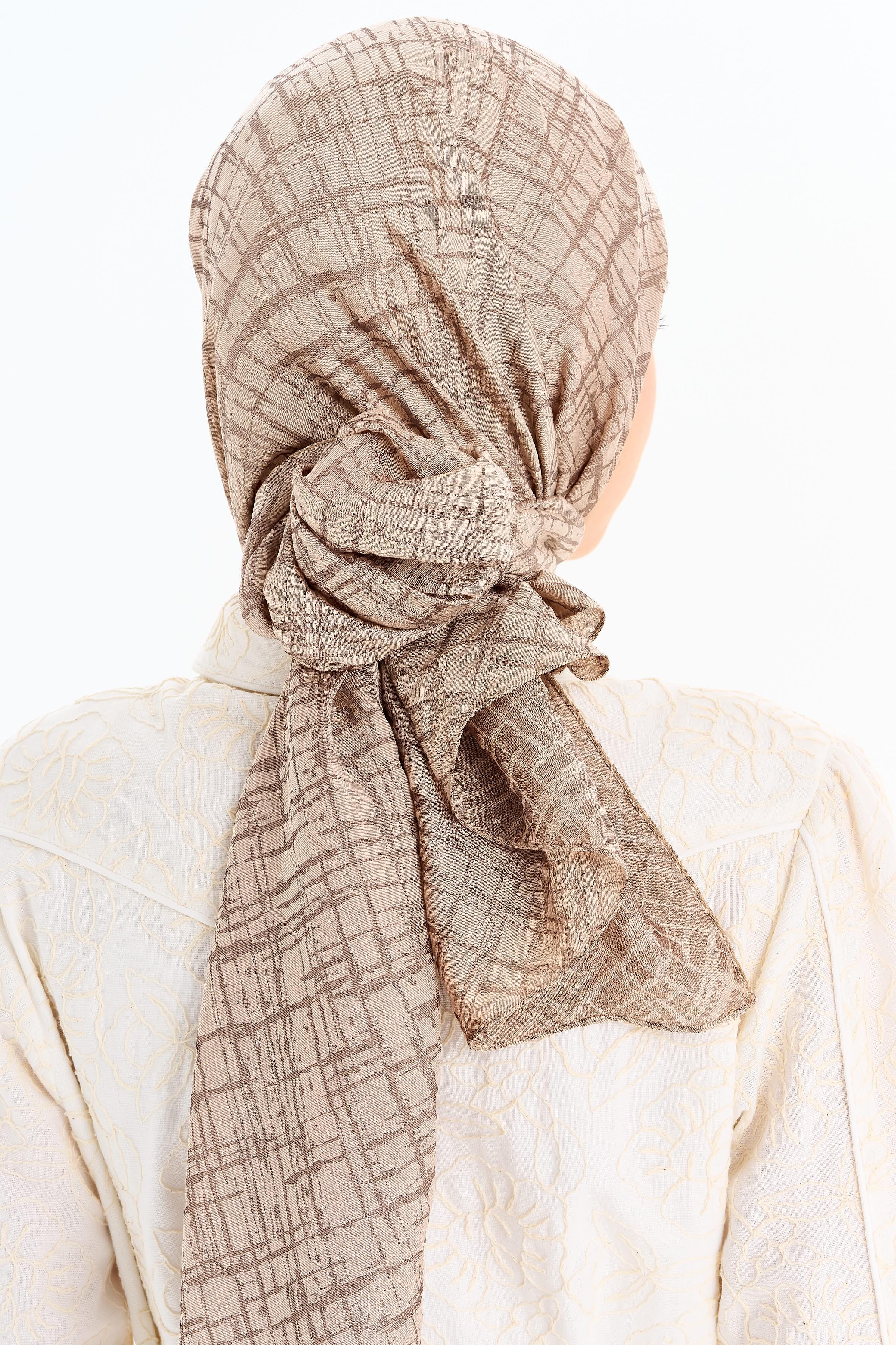 Çizik Desen Viskon Şal - Bej TUGBA