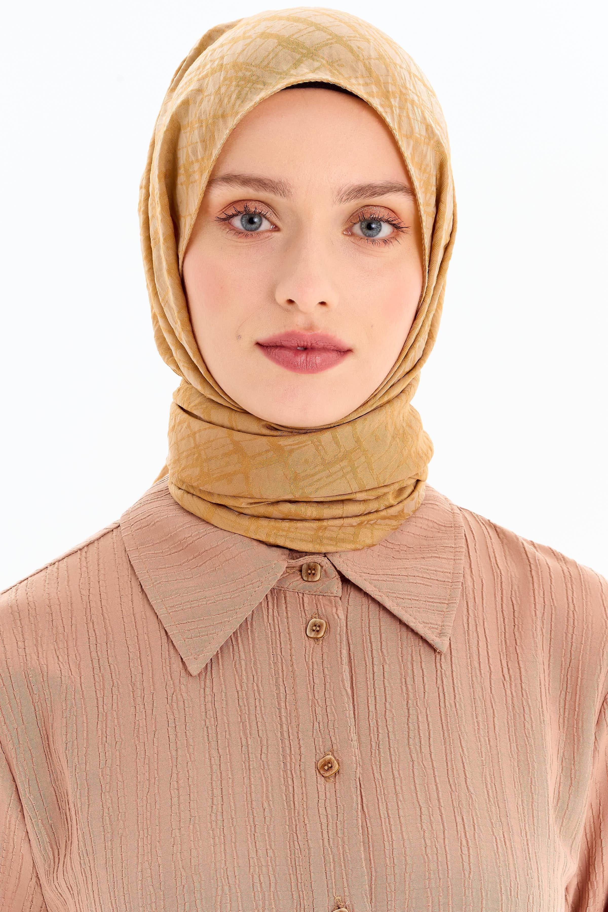 Çizik Desen Viskon Şal - Camel TUGBA