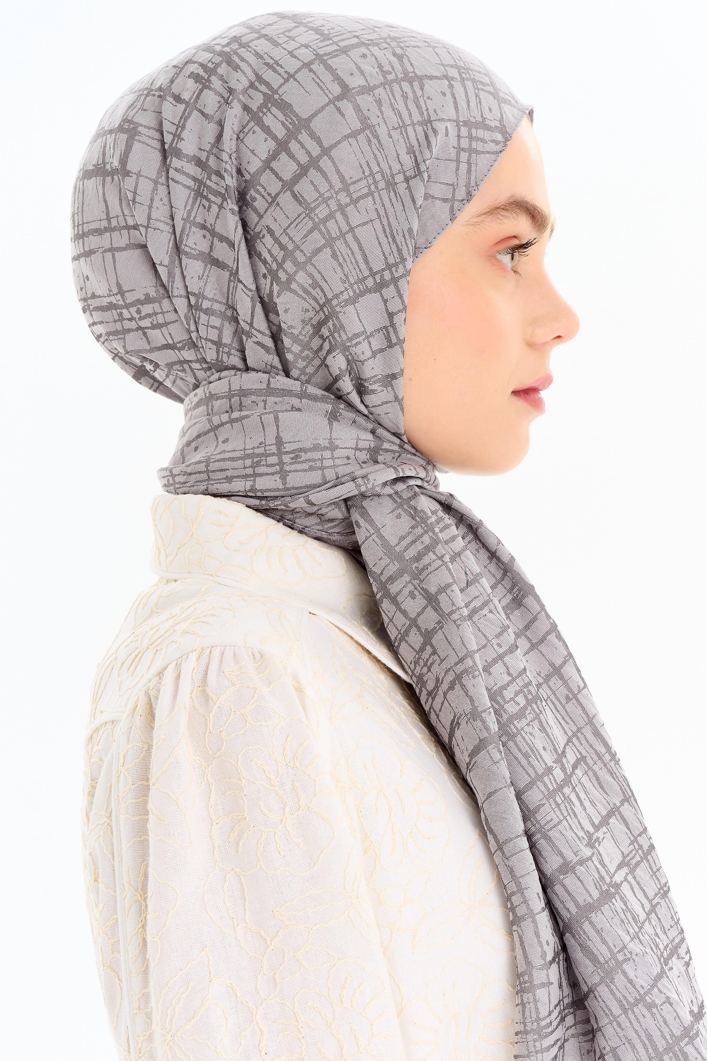 Çizik Desen Viskon Şal - Gri TUGBA