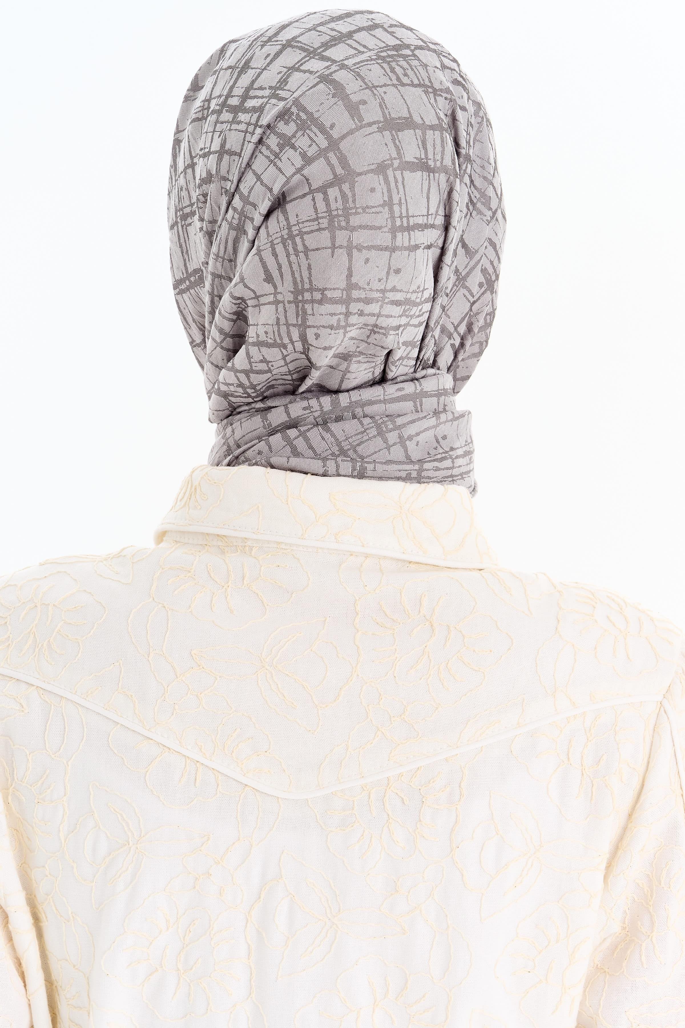 Çizik Desen Viskon Şal - Gri TUGBA