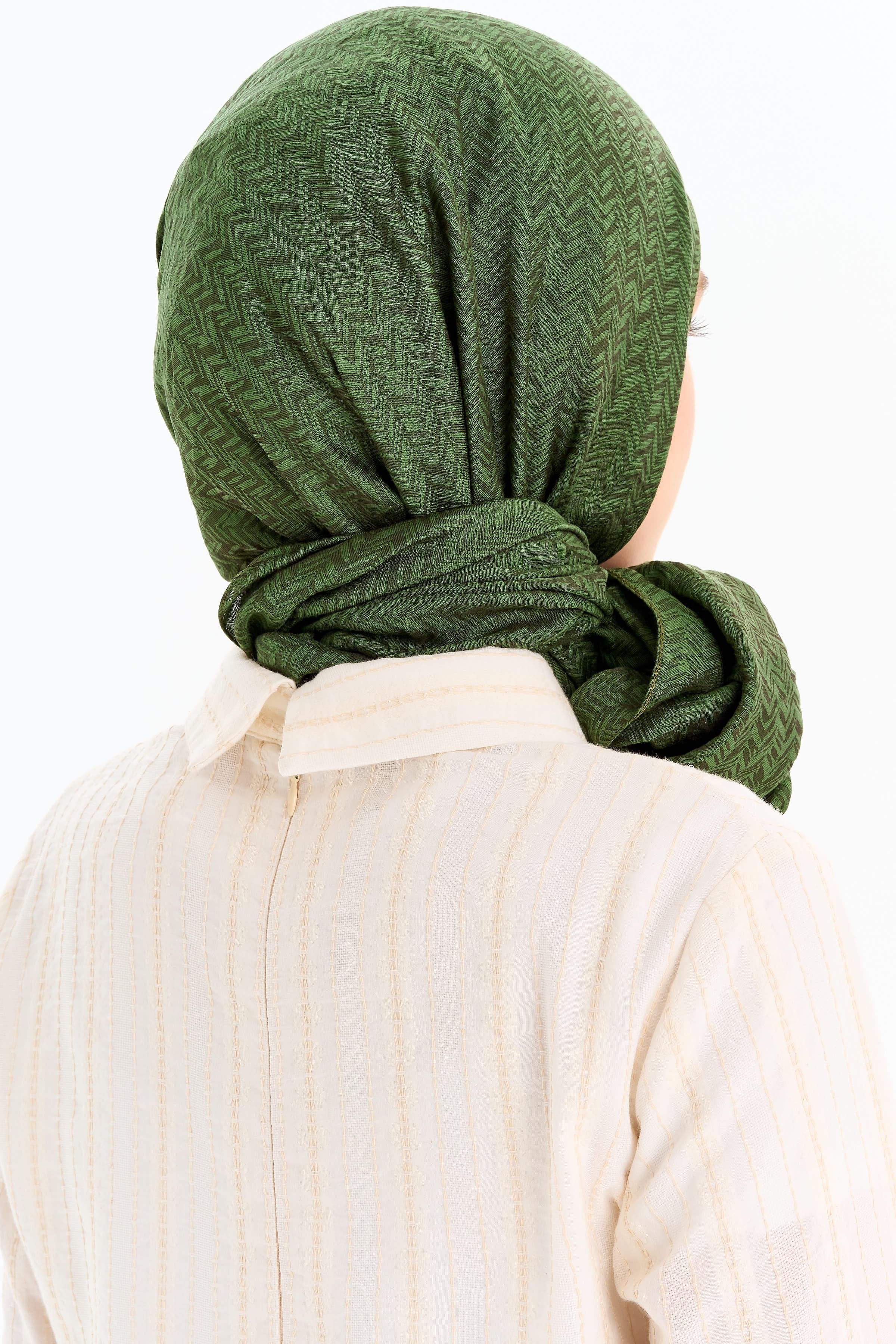 Balıksırtı Desen Viskon Şal - Haki TUGBA