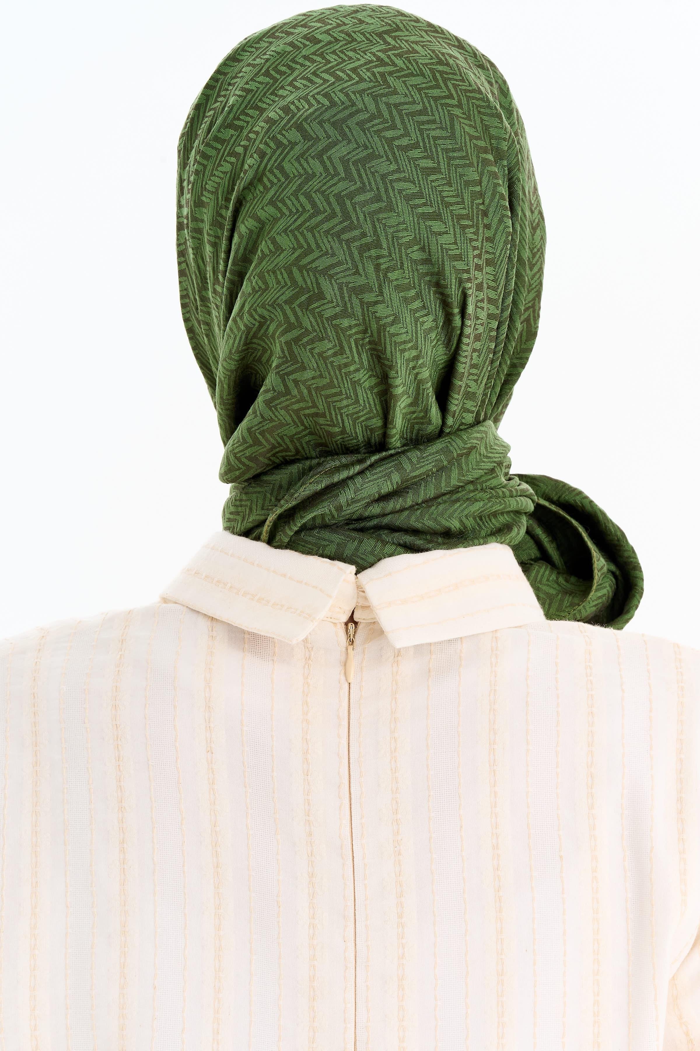 Balıksırtı Desen Viskon Şal - Haki TUGBA