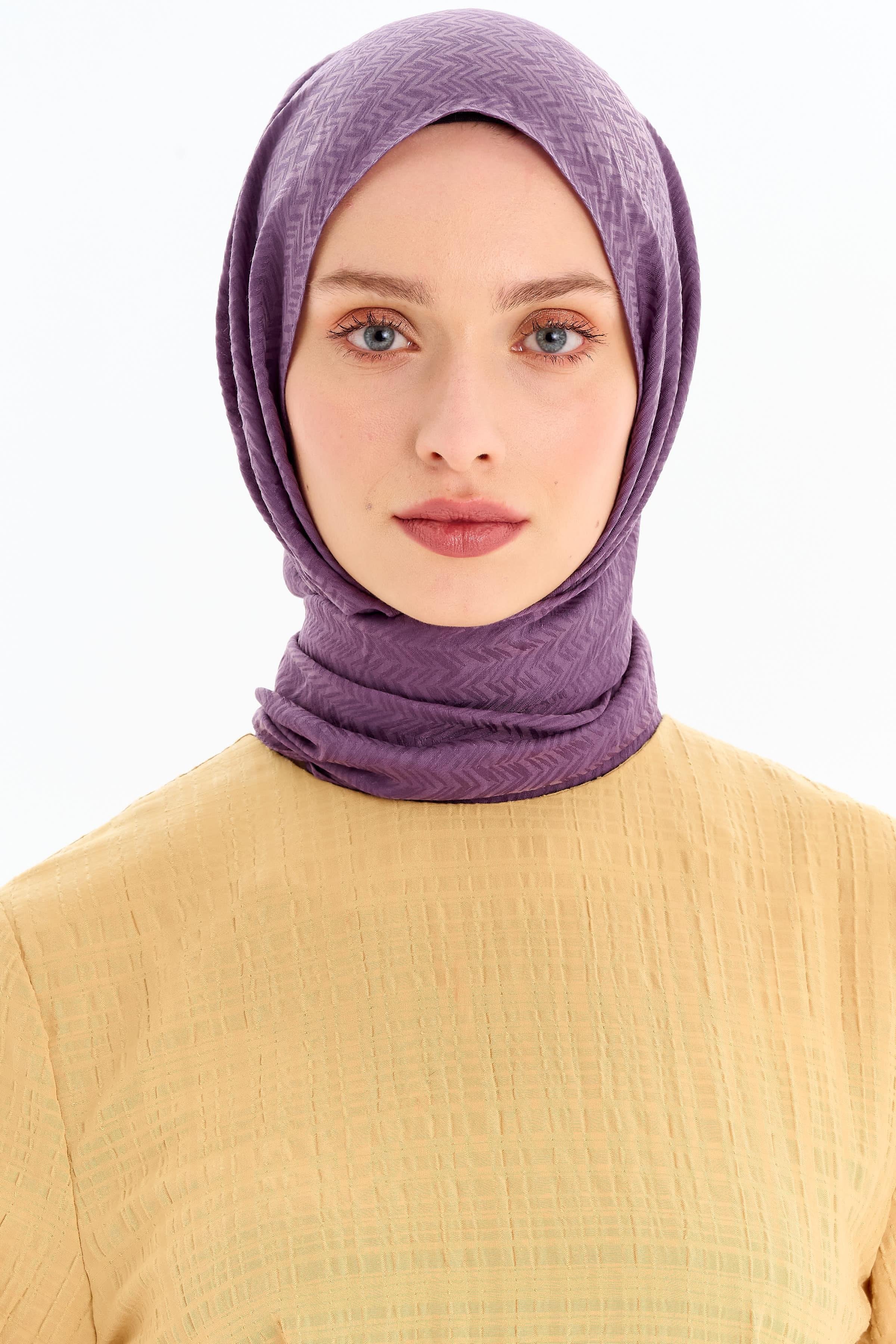 Balıksırtı Desen Viskon Şal - Lila TUGBA