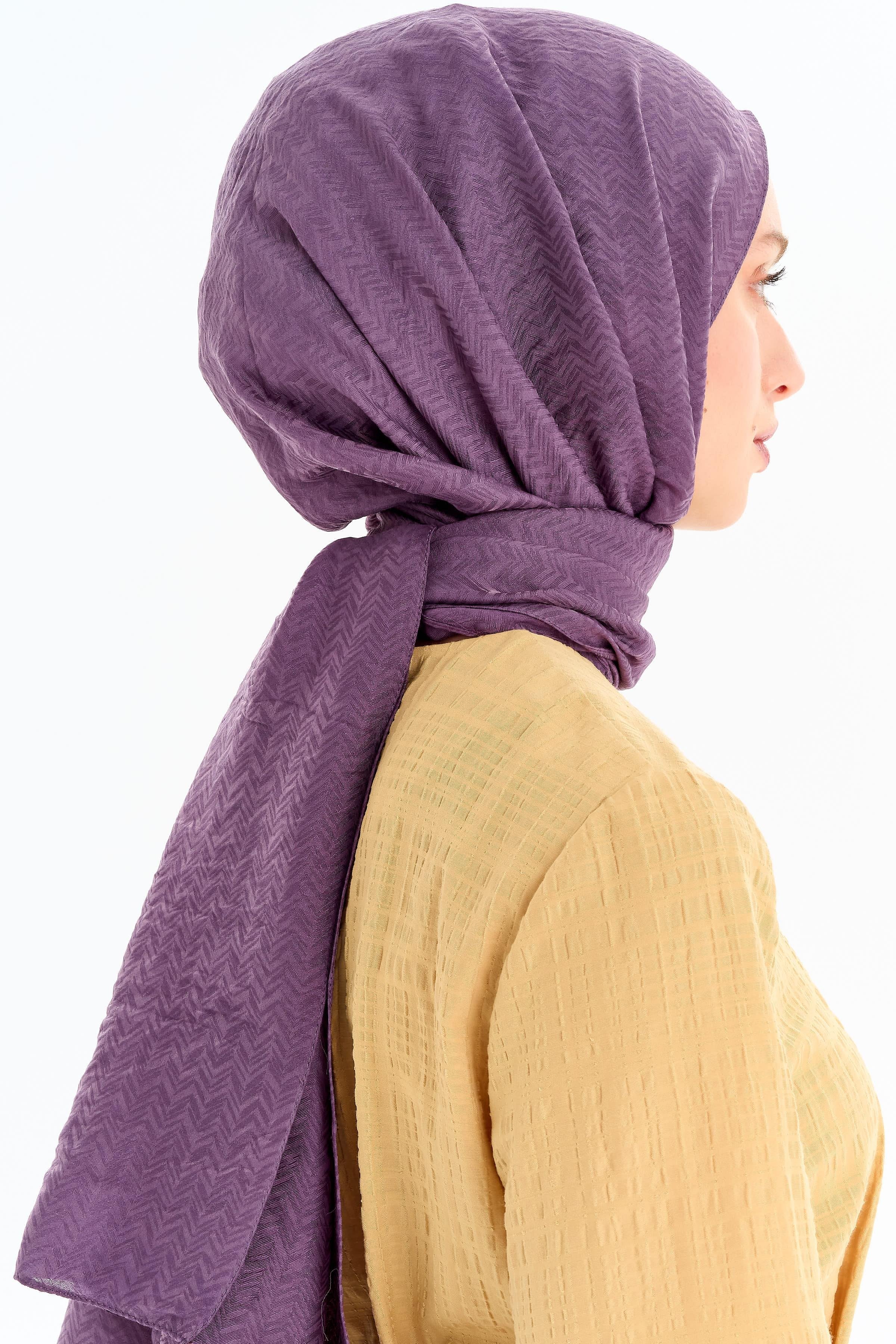 Balıksırtı Desen Viskon Şal - Lila TUGBA