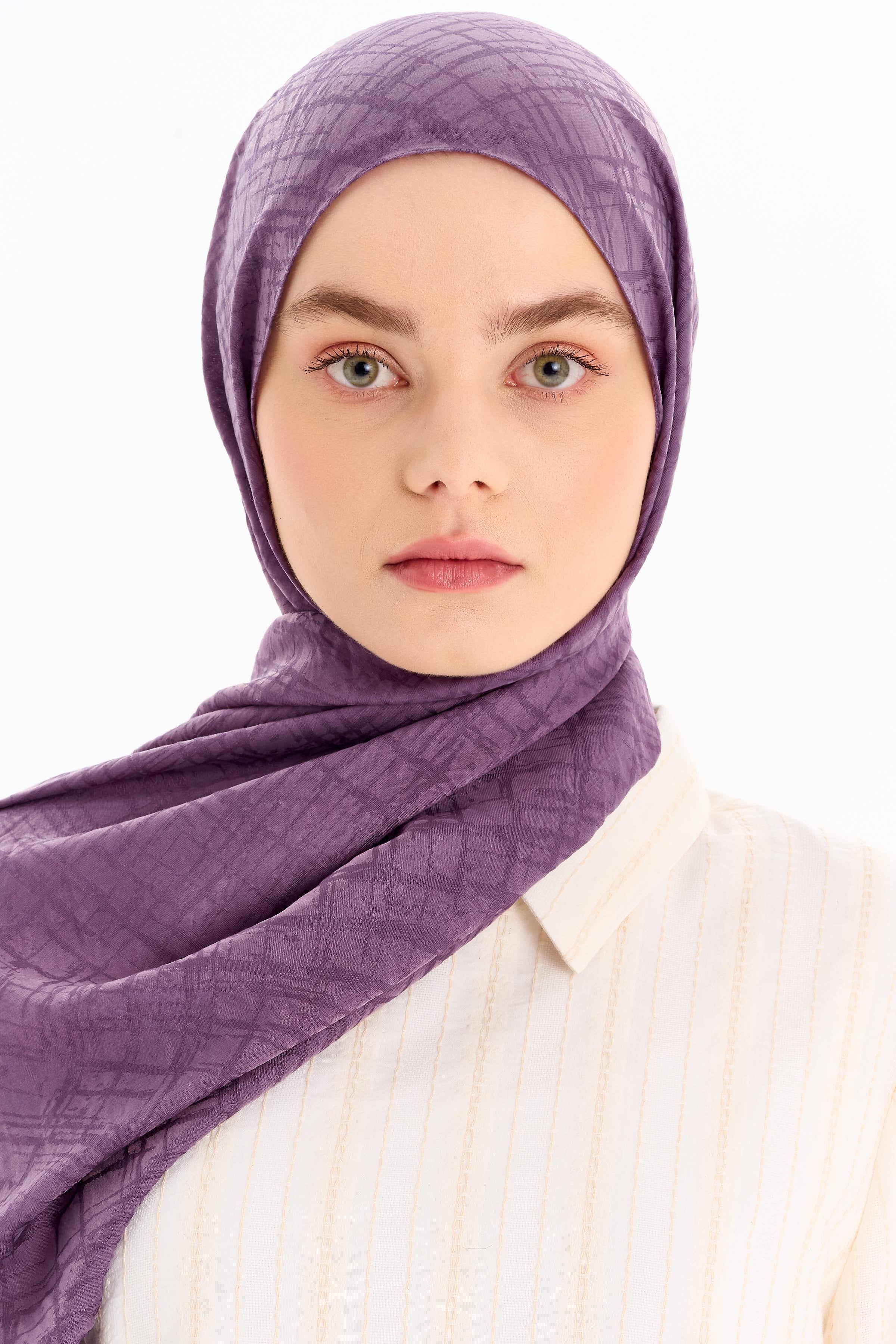 Çizik Desen Viskon Şal - Lila TUGBA