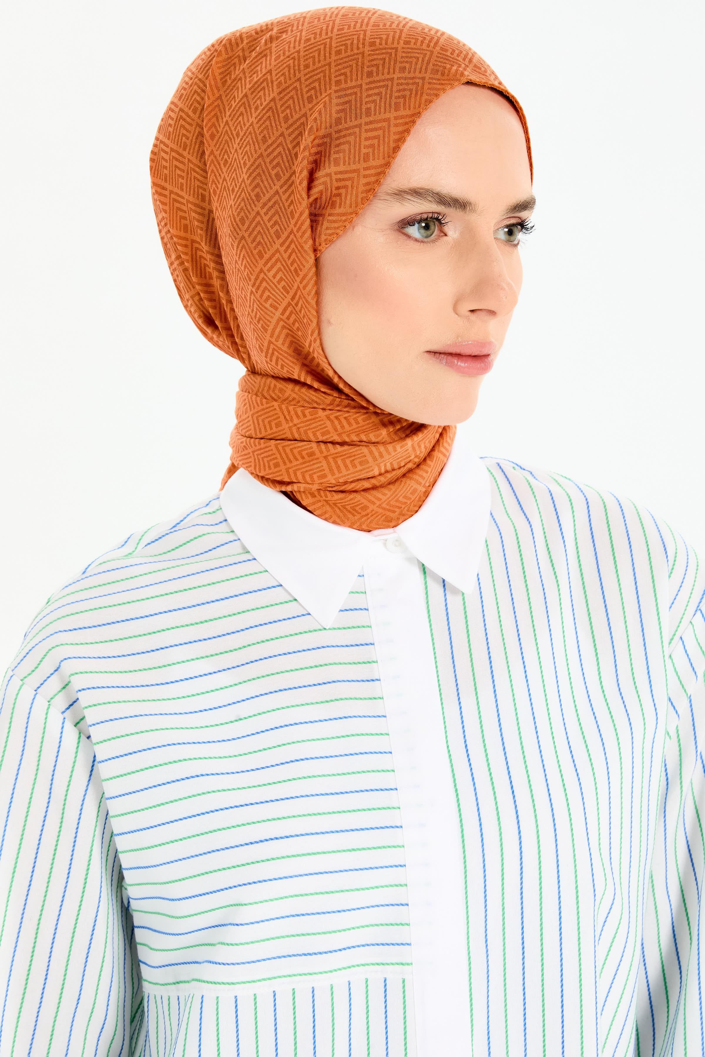 Geometrik Desen Viskon Şal - Taba TUGBA