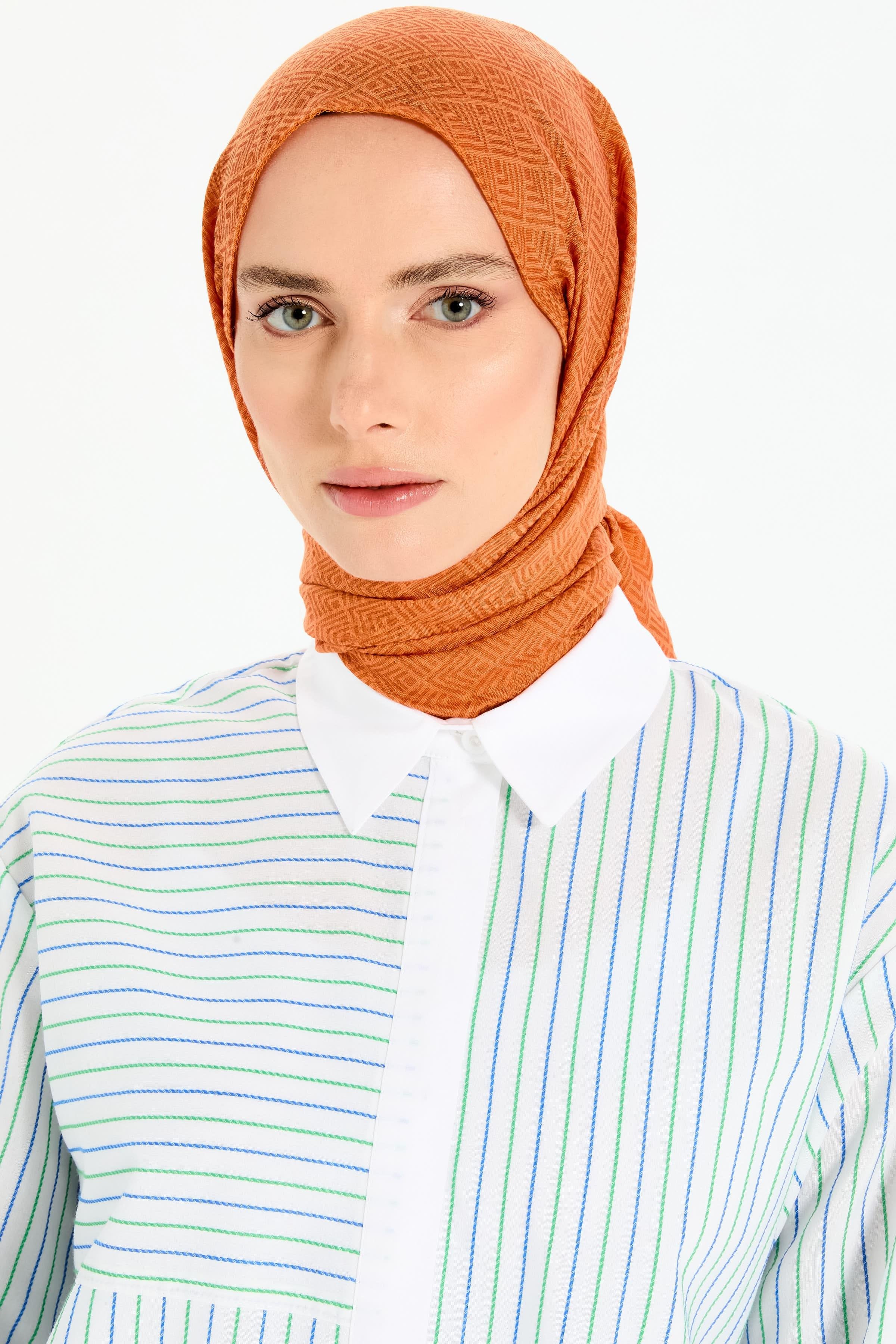 Geometrik Desen Viskon Şal - Taba TUGBA