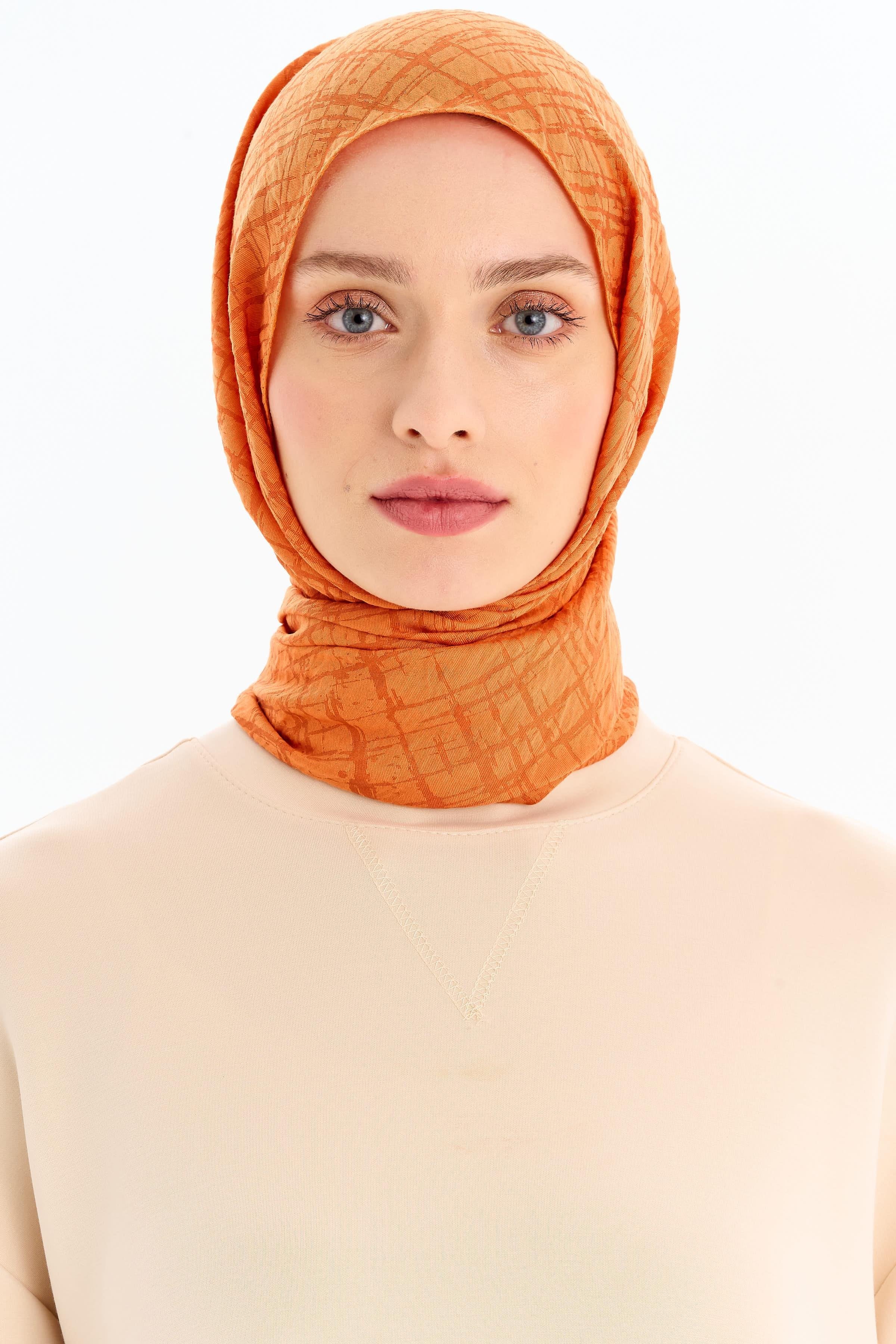 Çizik Desen Viskon Şal - Taba TUGBA