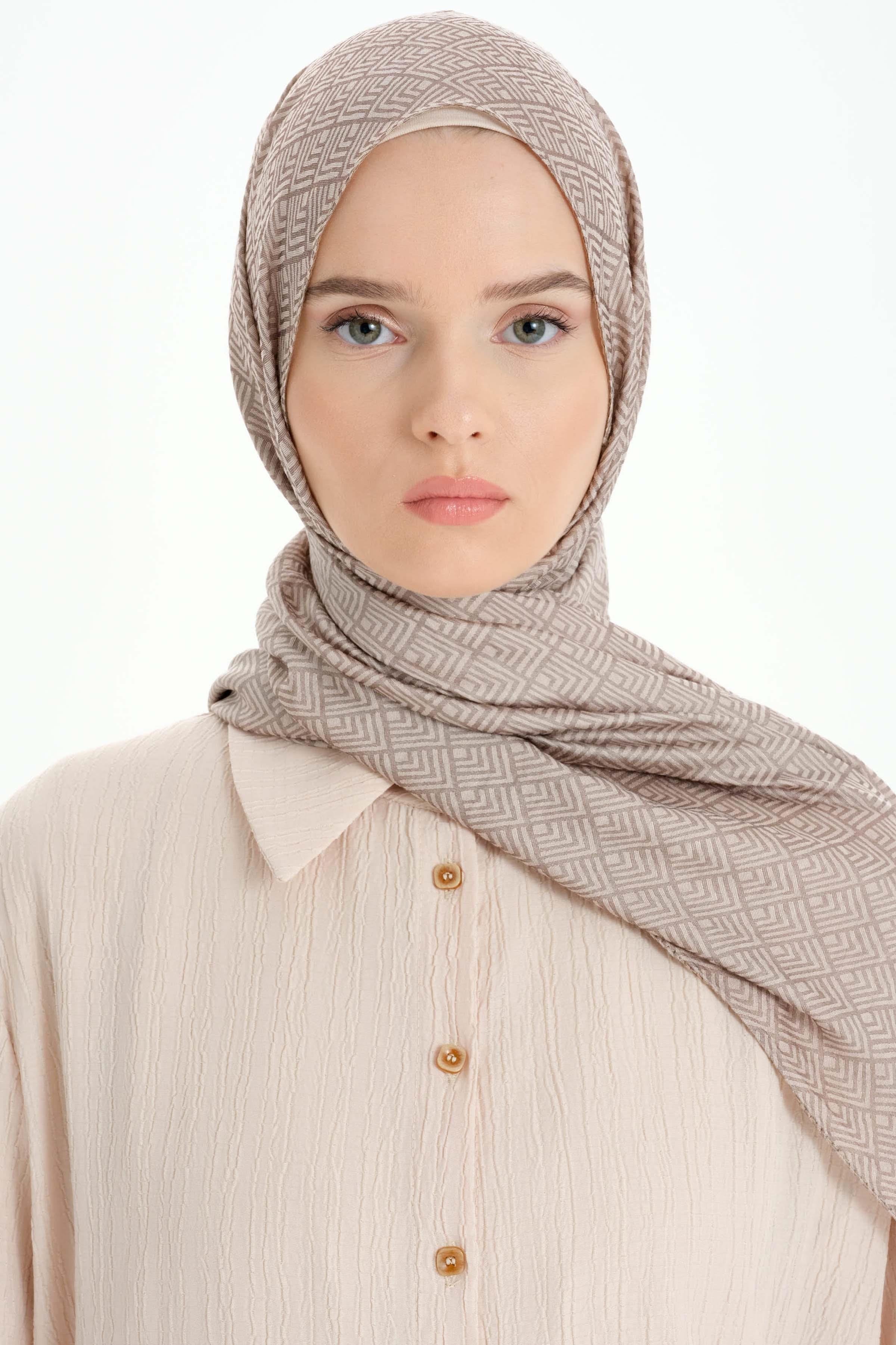 Geometrik Desen Viskon Şal - Taş TUGBA