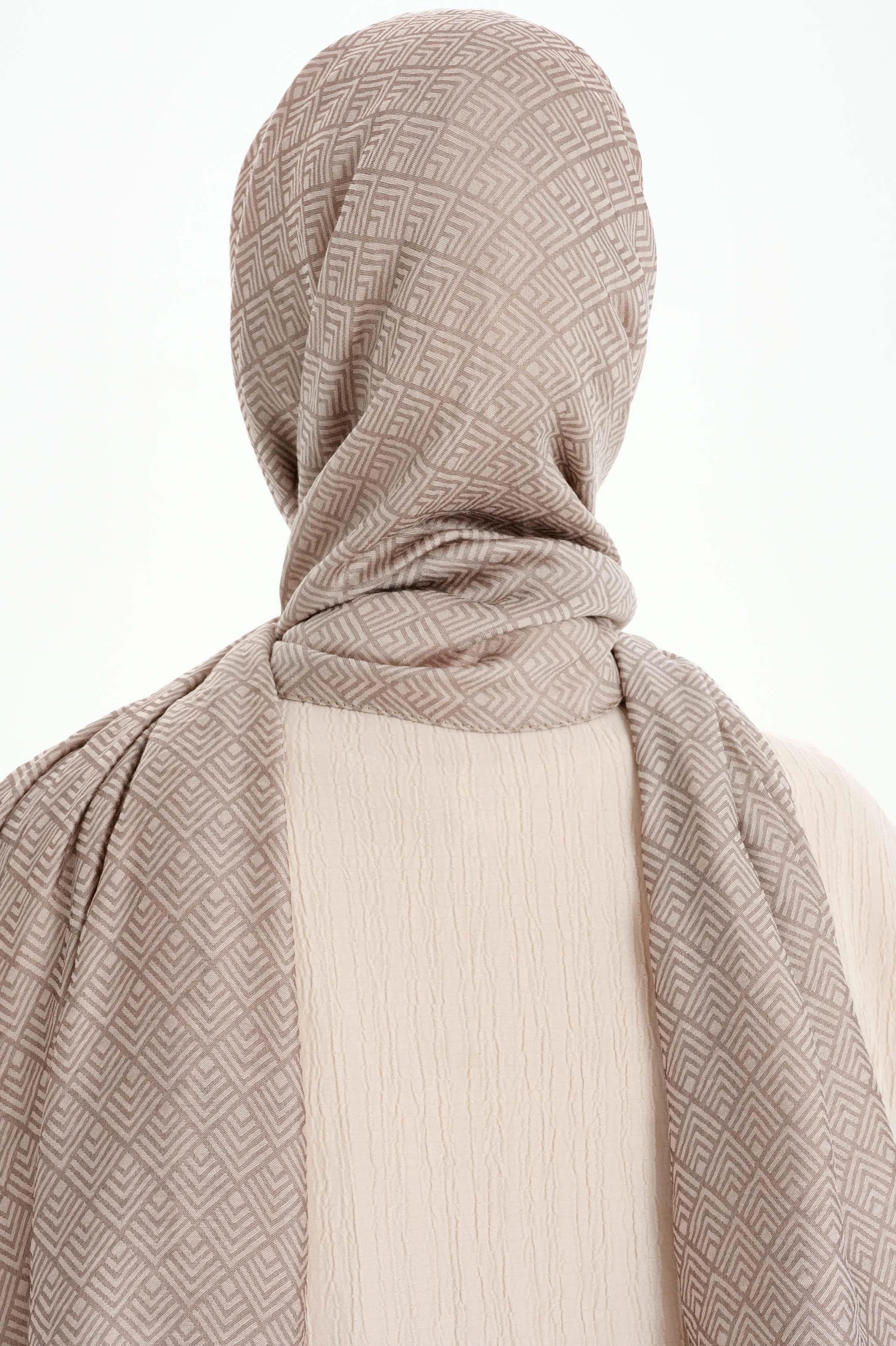 Geometrik Desen Viskon Şal - Taş TUGBA