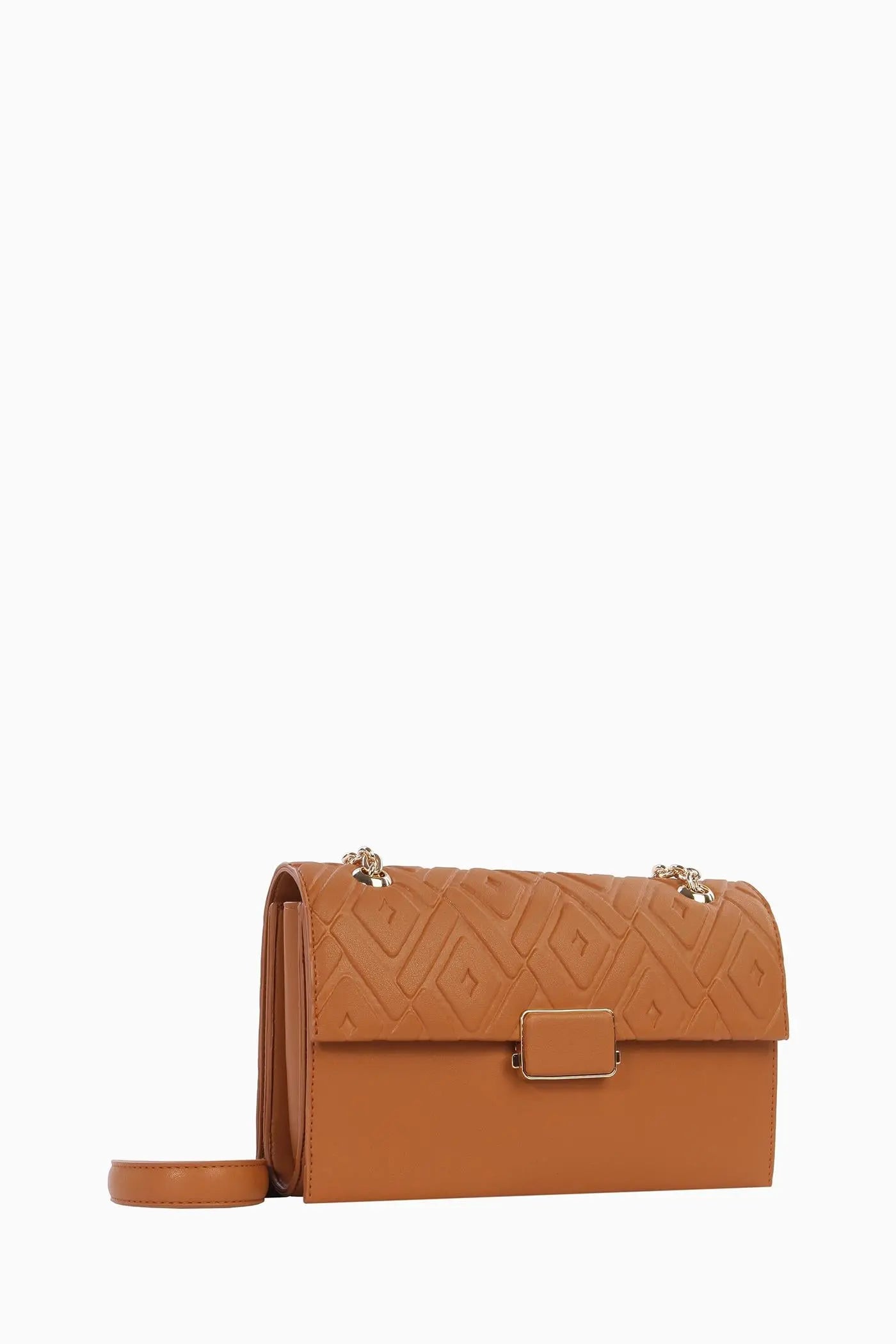 Kabartma Detaylı Flap Çanta - Camel TUGBA