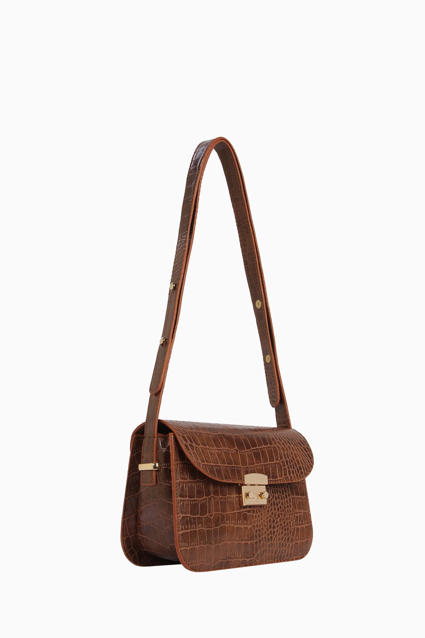 Çapraz Askılı Flap Çanta - Kahve TUGBA