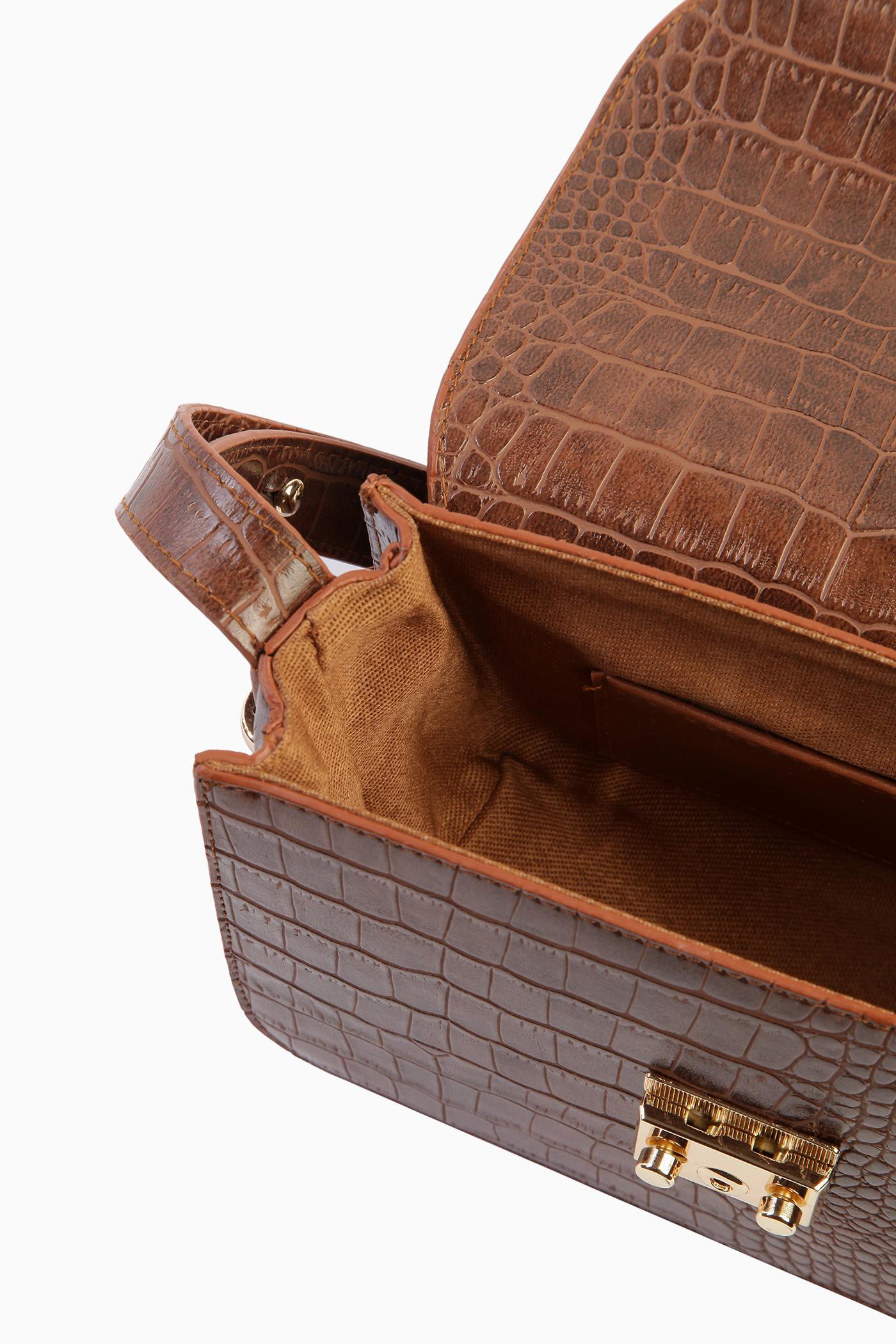 Çapraz Askılı Flap Çanta - Kahve TUGBA