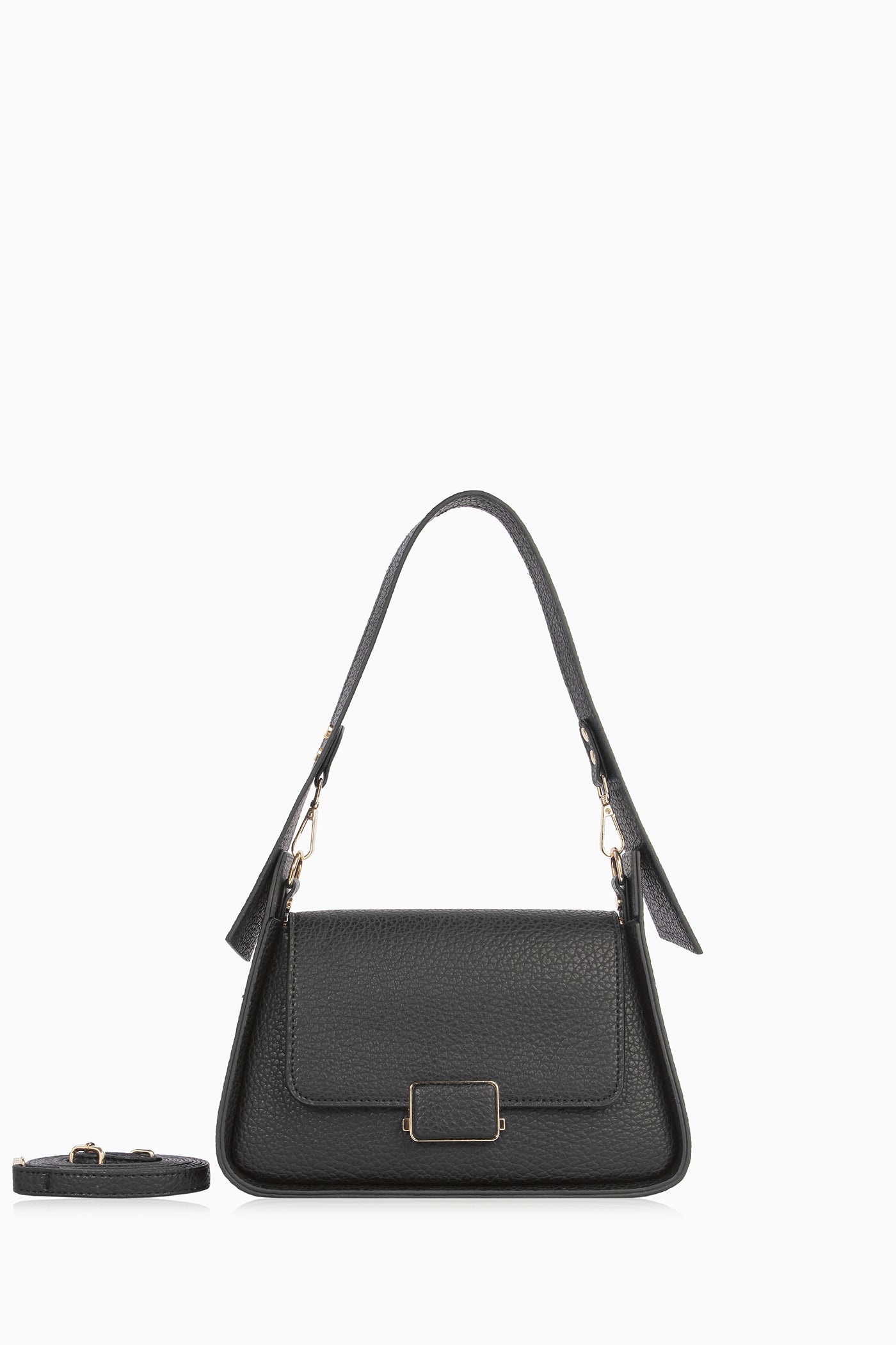 Kapağı Desenli Çanta - Siyah TUGBA