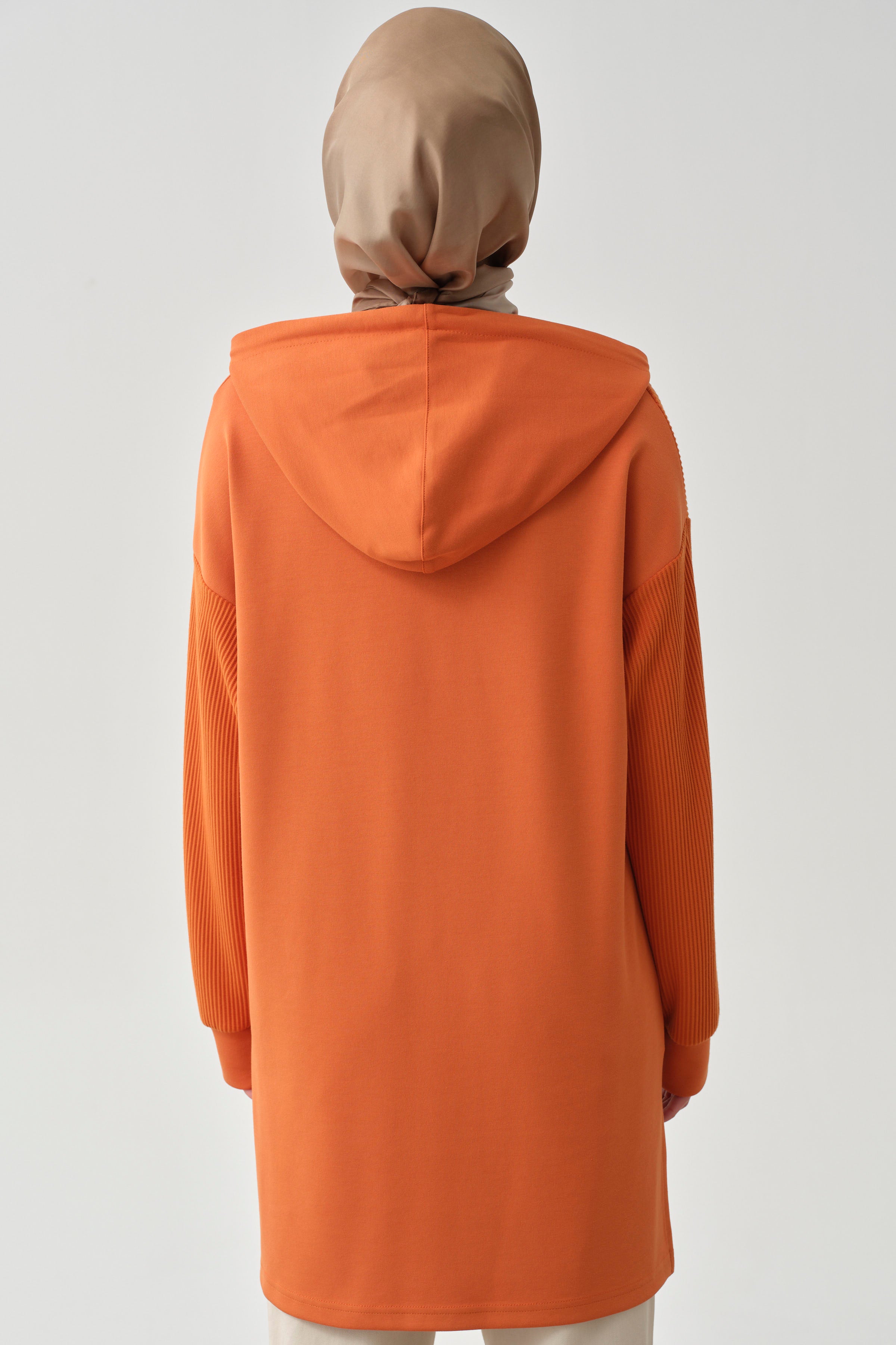 Kapüşonlu Garnili Sweat - Oranj TUGBA