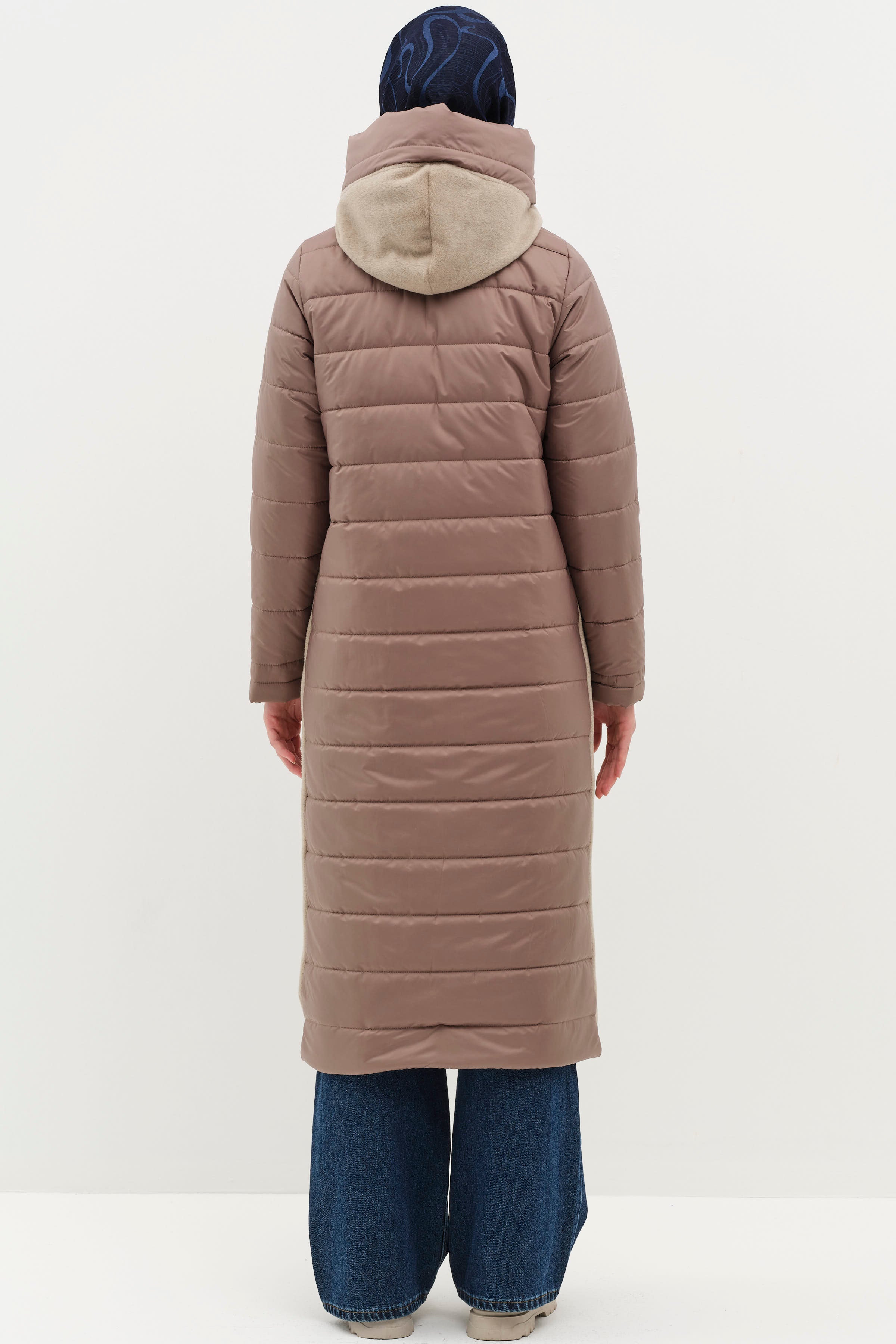 Kapüşonlu Kapitone Kaban - Vizon TUGBA