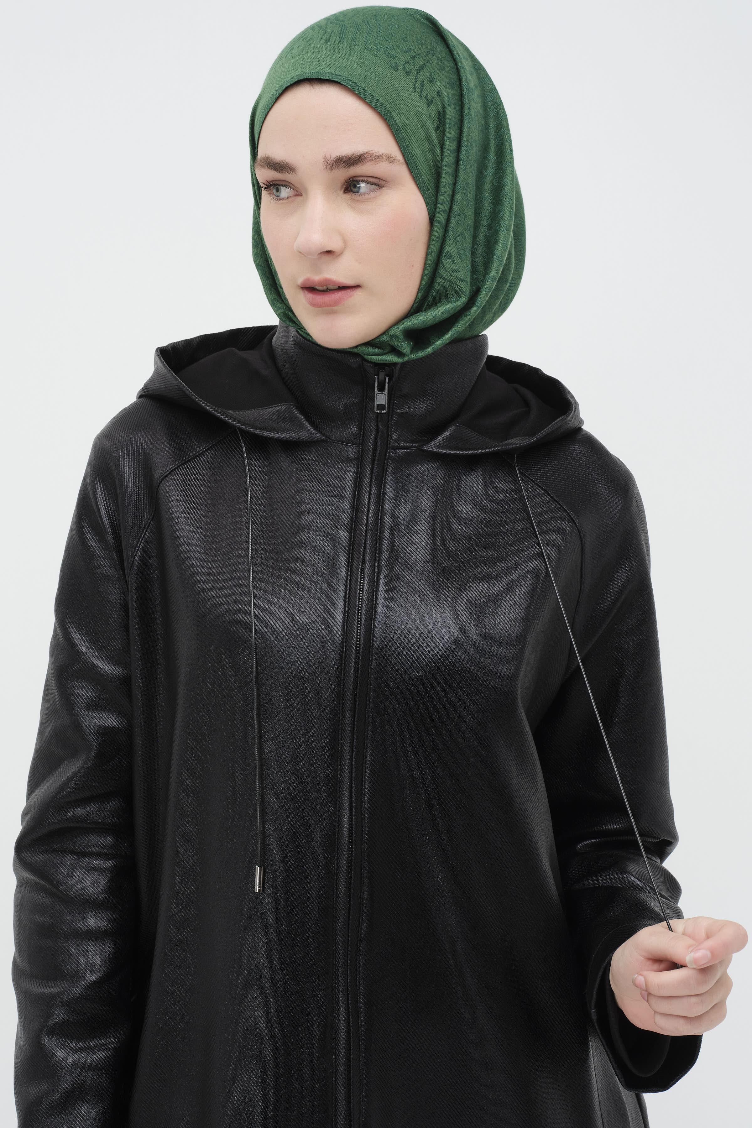 Kapüşonlu Reglan Kollu Giy-Çık - Siyah TUGBA