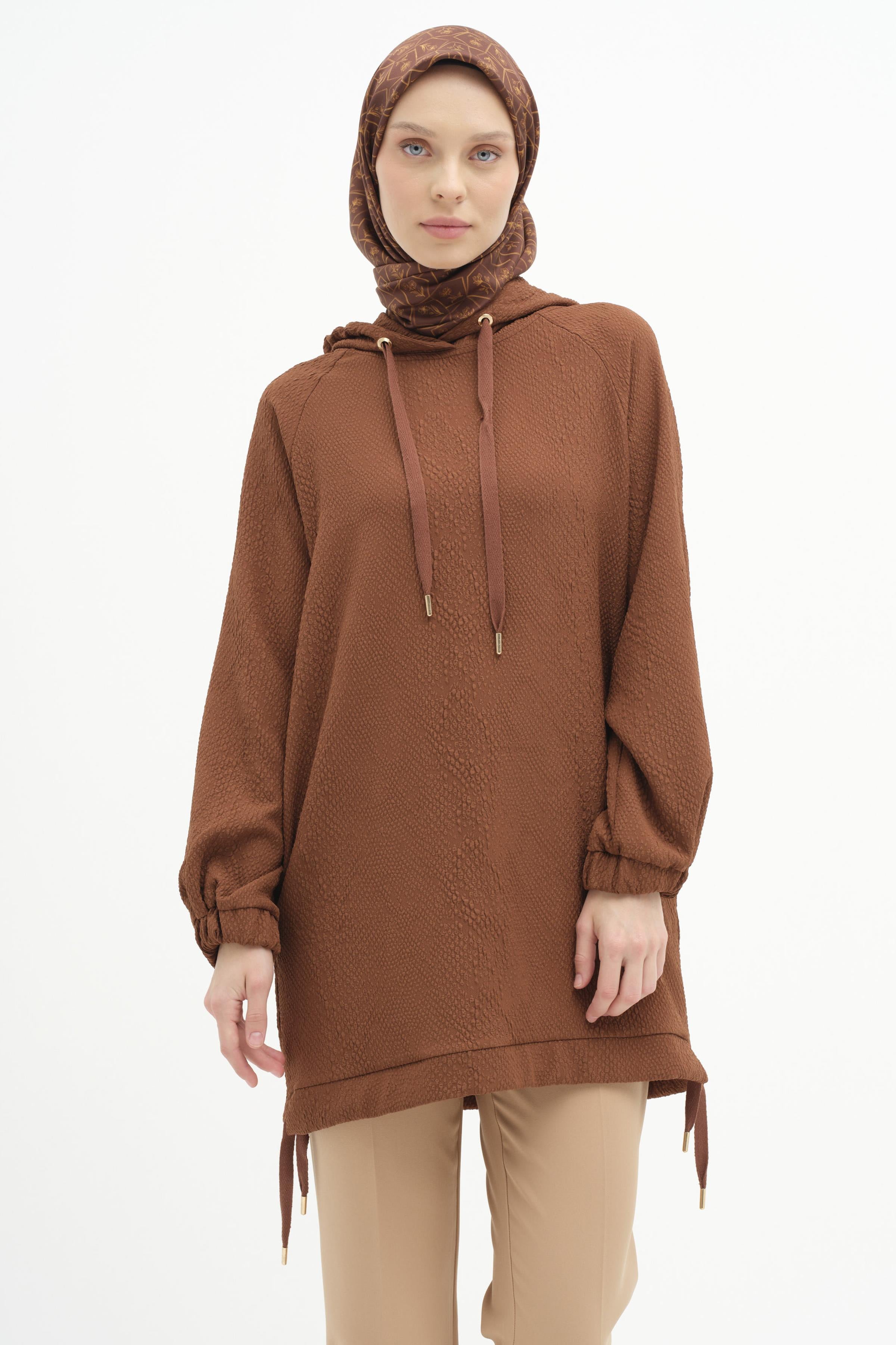 Kapüşonlu Sweat - Kahve TUGBA