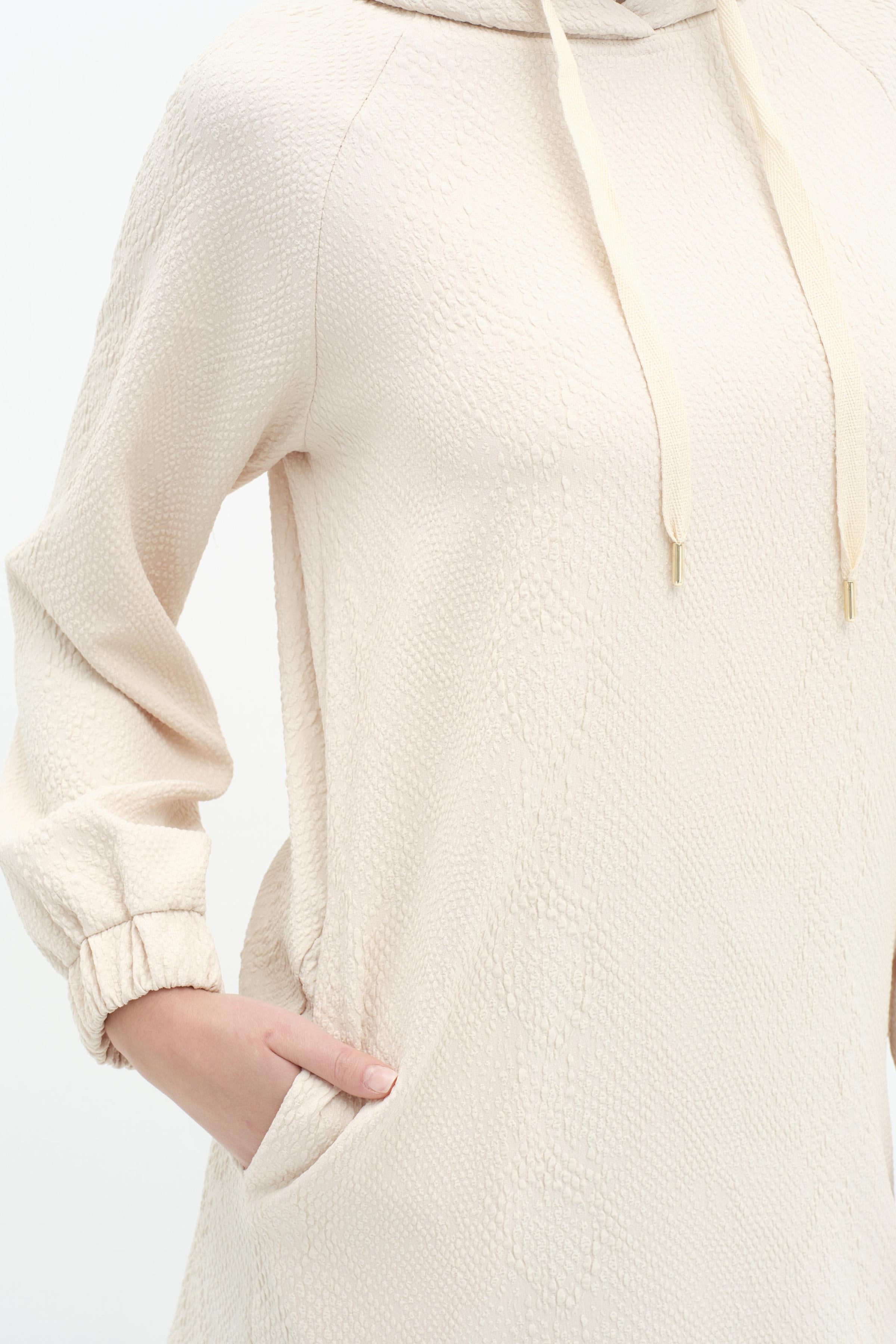 Kapüşonlu Sweat - Krem TUGBA