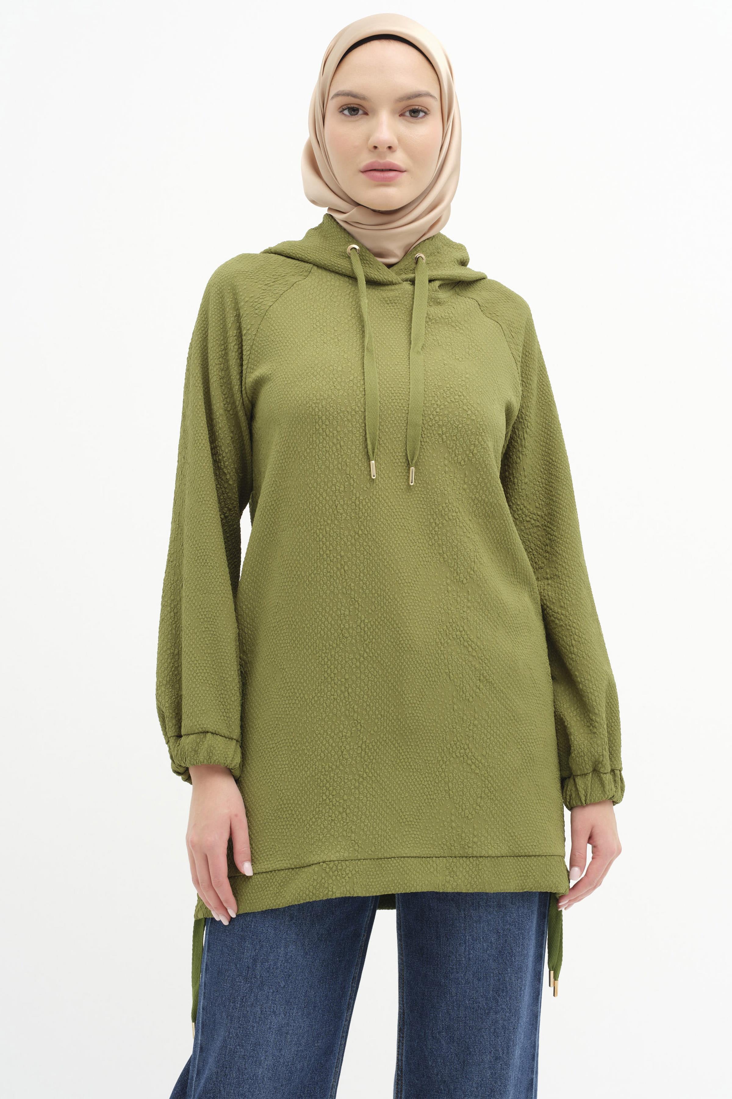 Kapüşonlu Sweat - Olive TUGBA