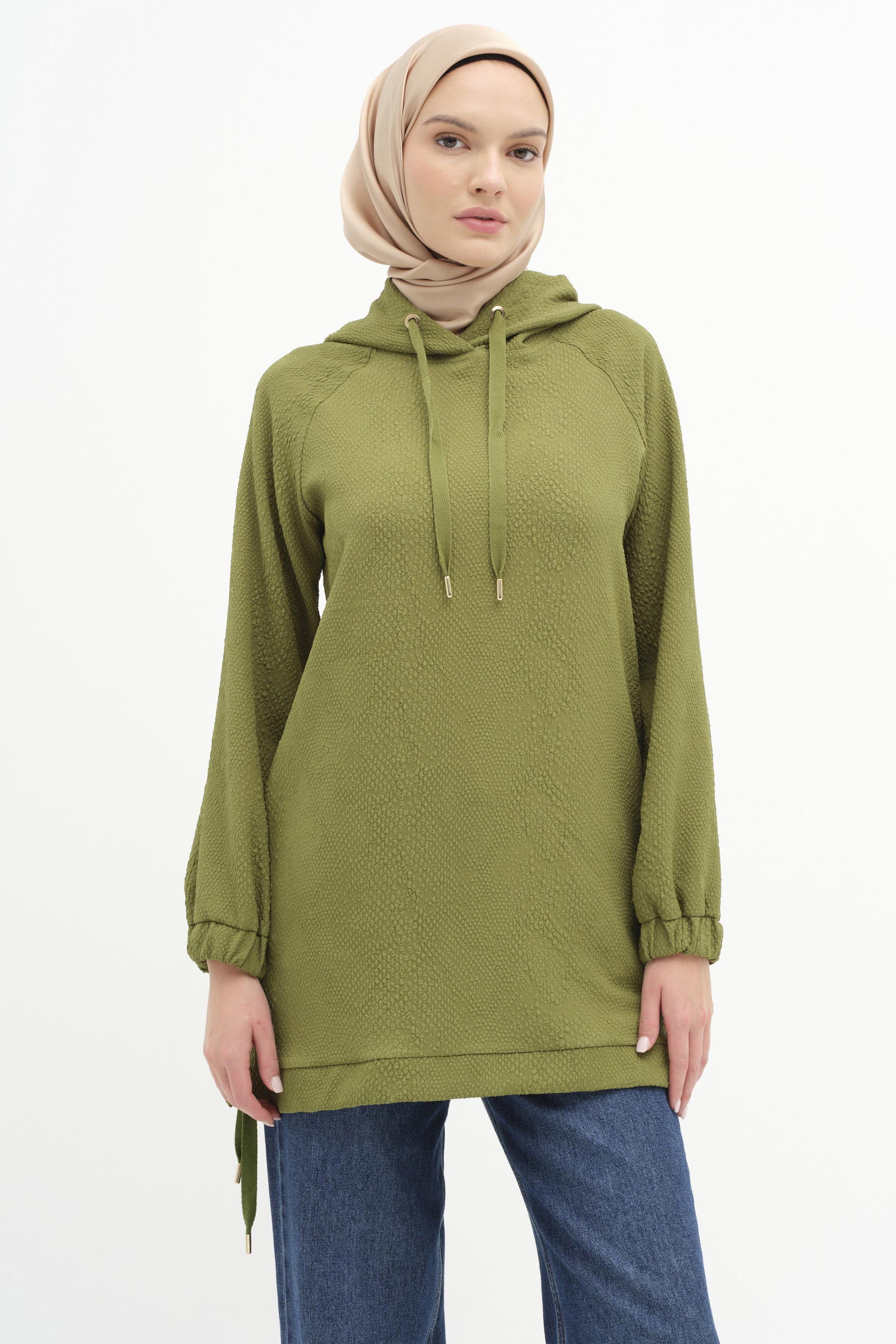Kapüşonlu Sweat - Olive TUGBA