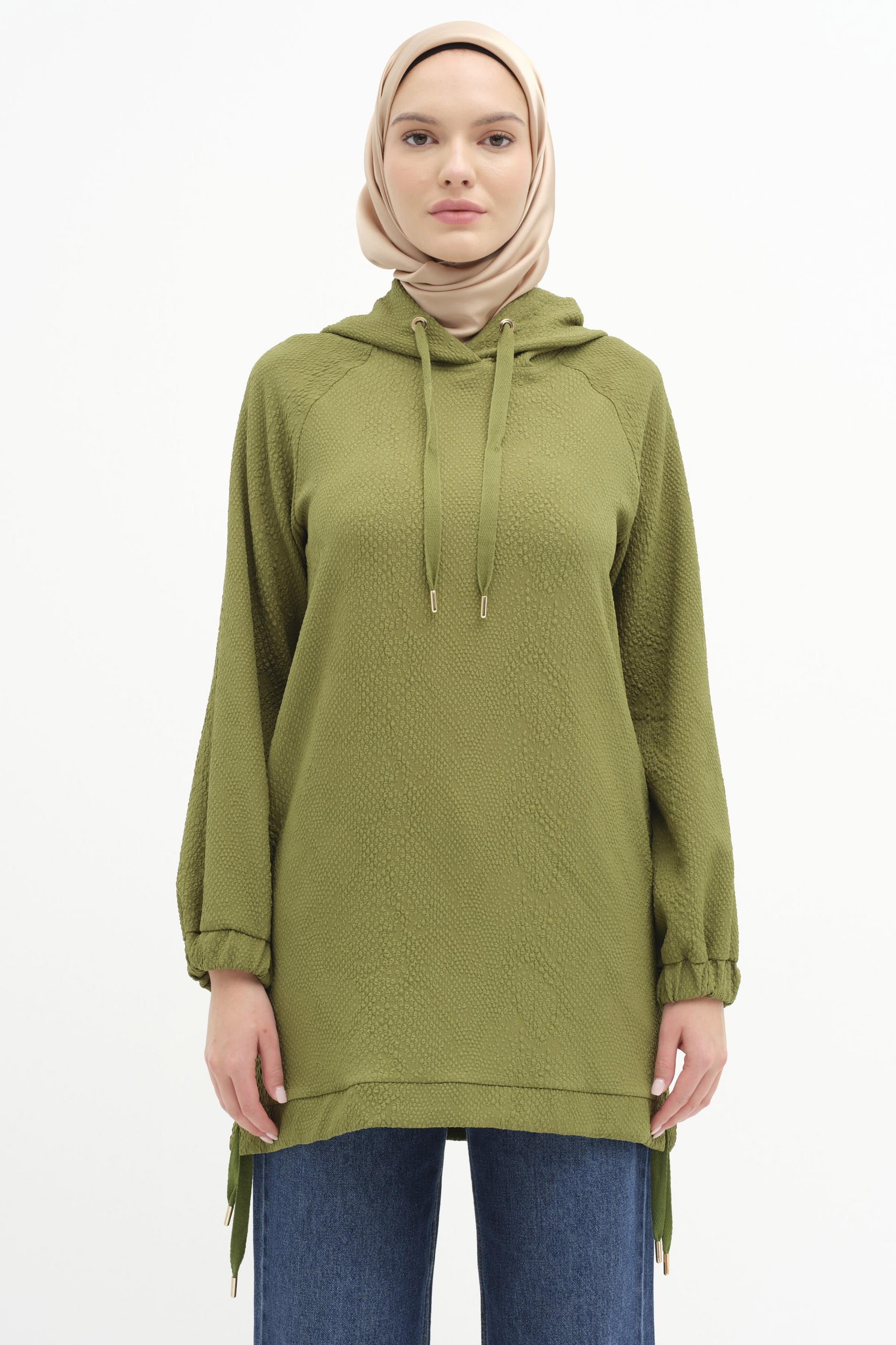 Kapüşonlu Sweat - Olive TUGBA