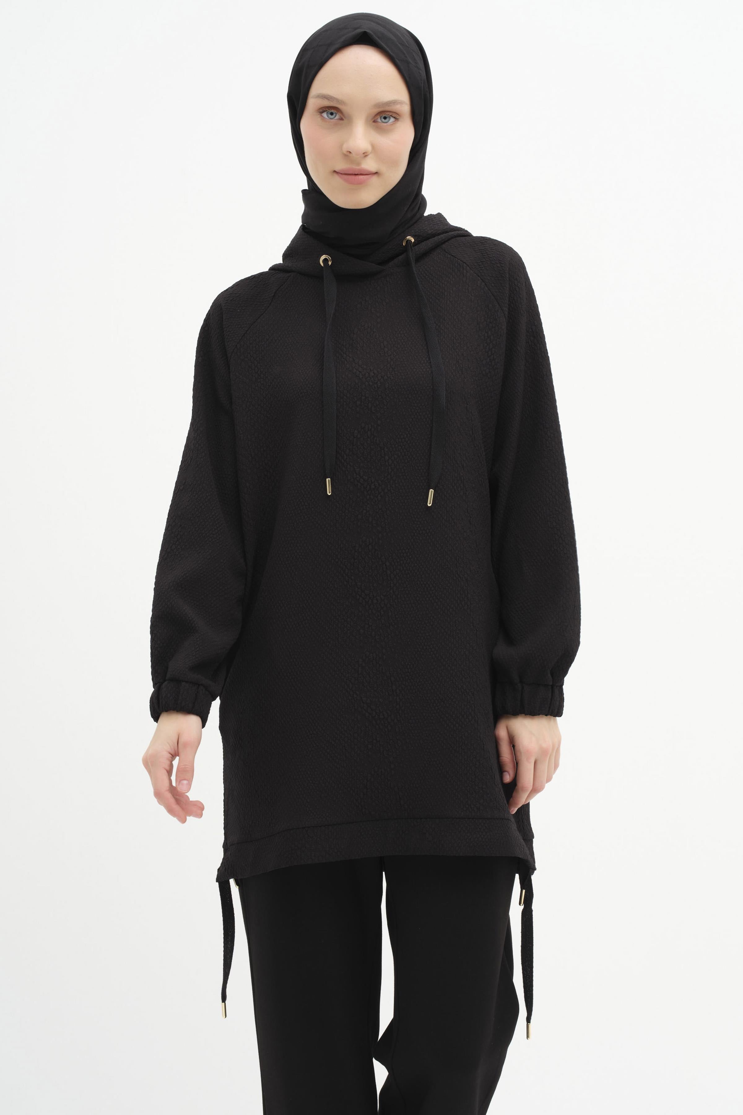 Kapüşonlu Sweat - Siyah TUGBA