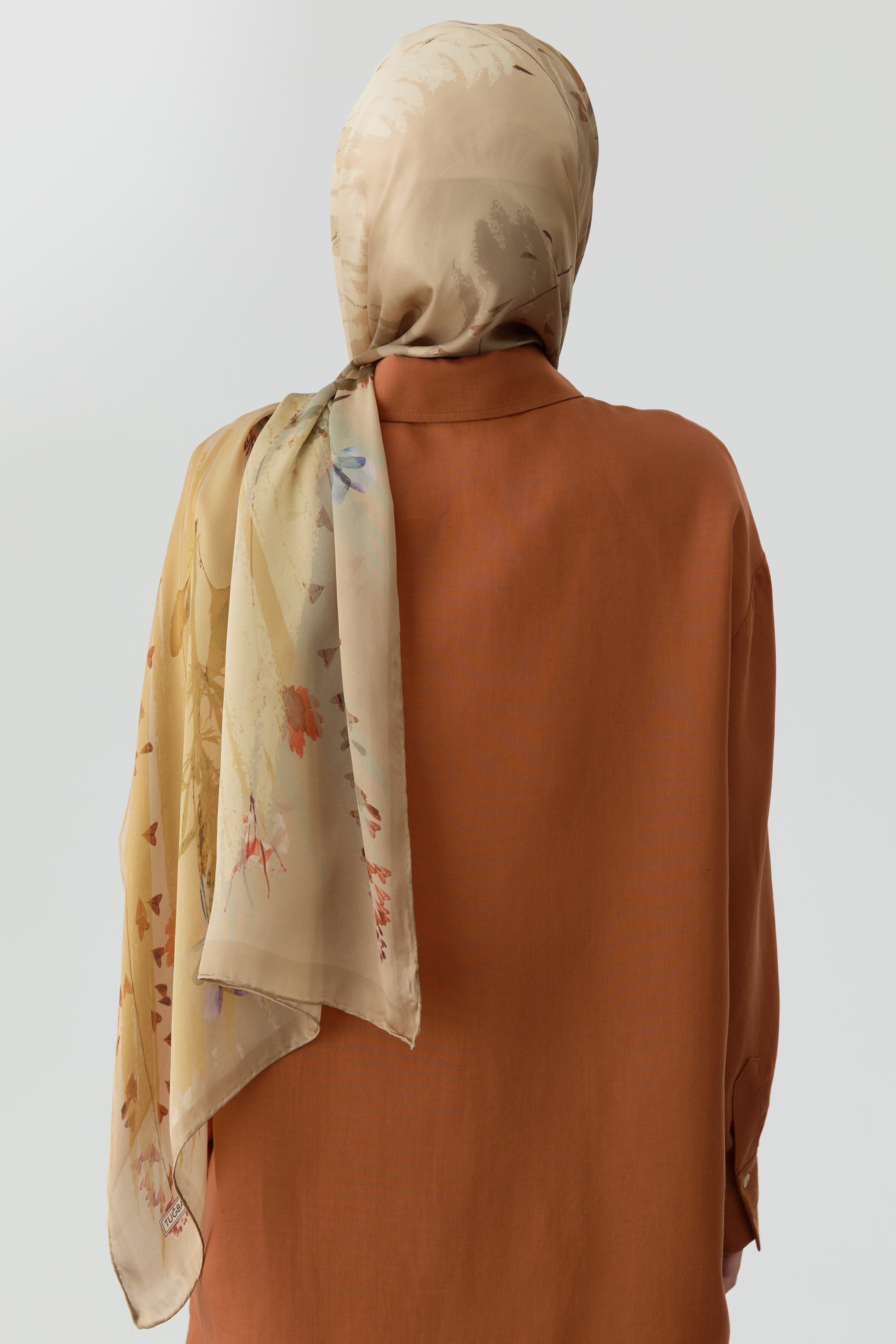 Kardelen Şifon İpek Şal - Açık Kahve TUGBA