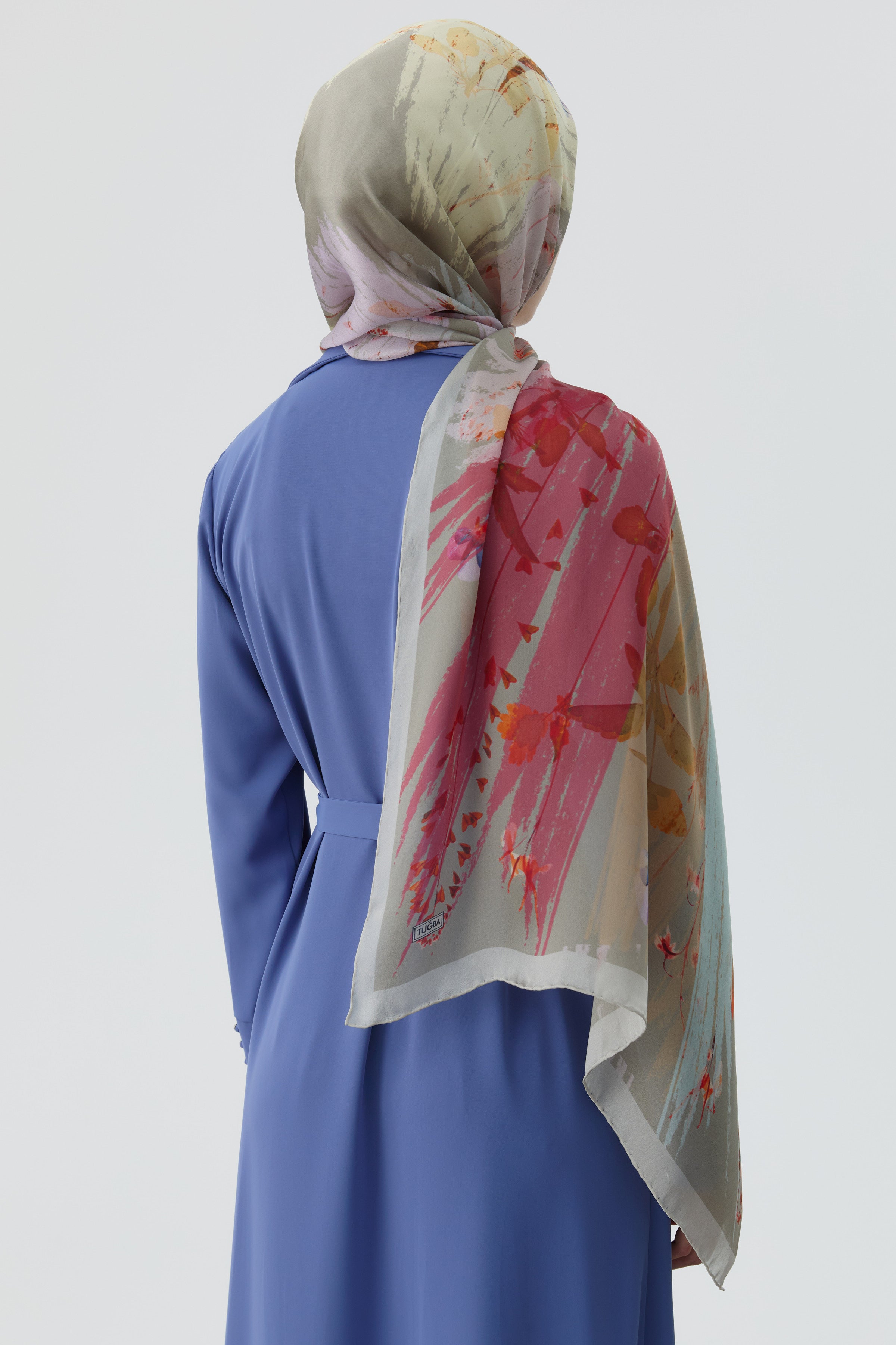 Kardelen Şifon İpek Şal - Gri TUGBA