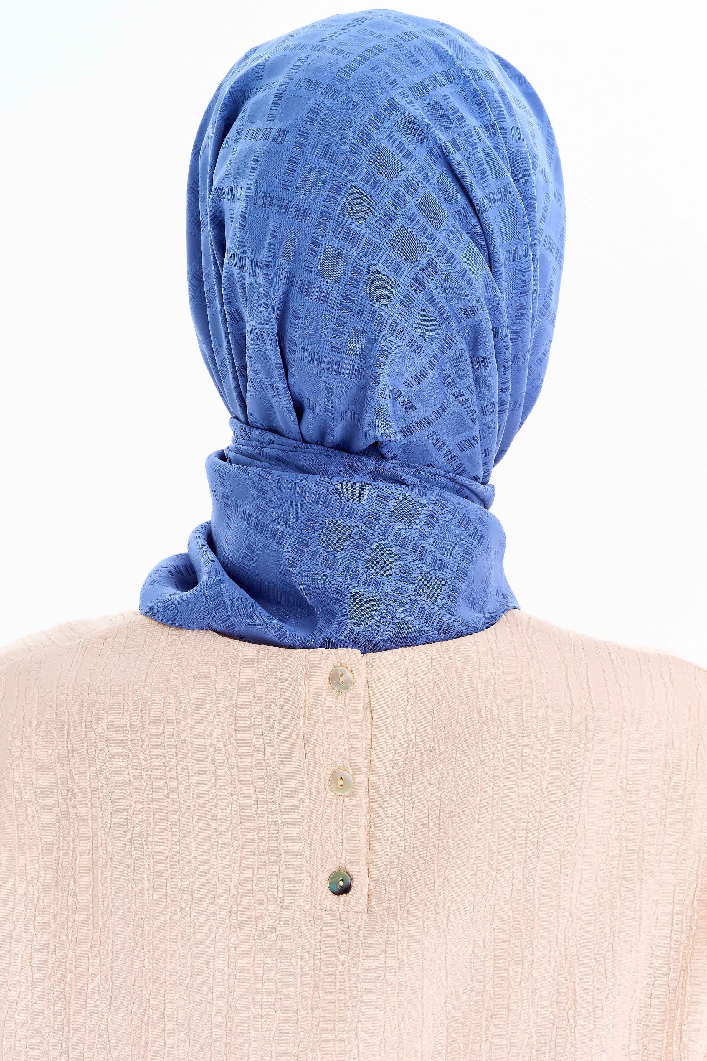 Kare Desen Capri Şal - İndigo TUGBA