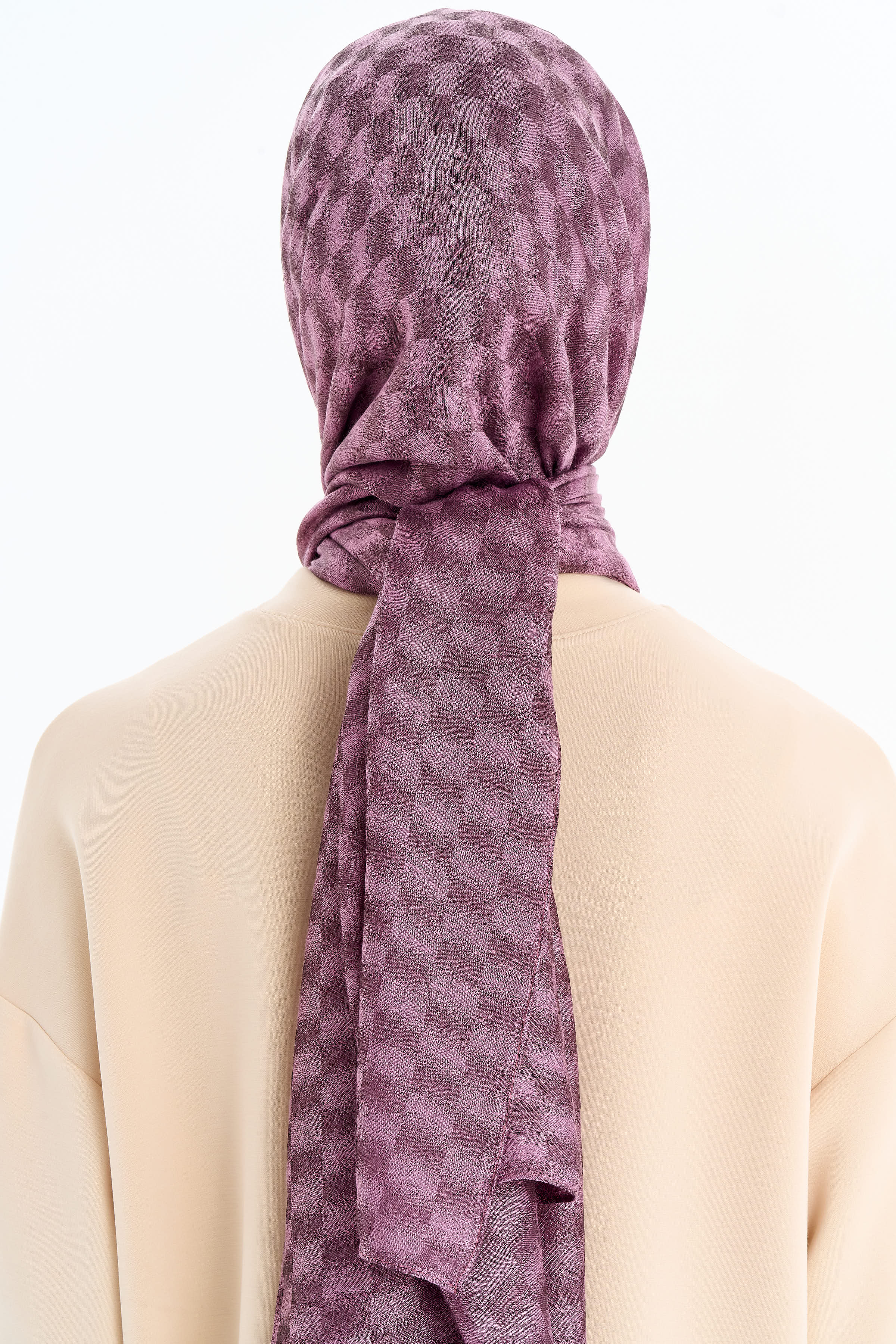 Kare Desen Viskon Şal - Gül Kurusu TUGBA