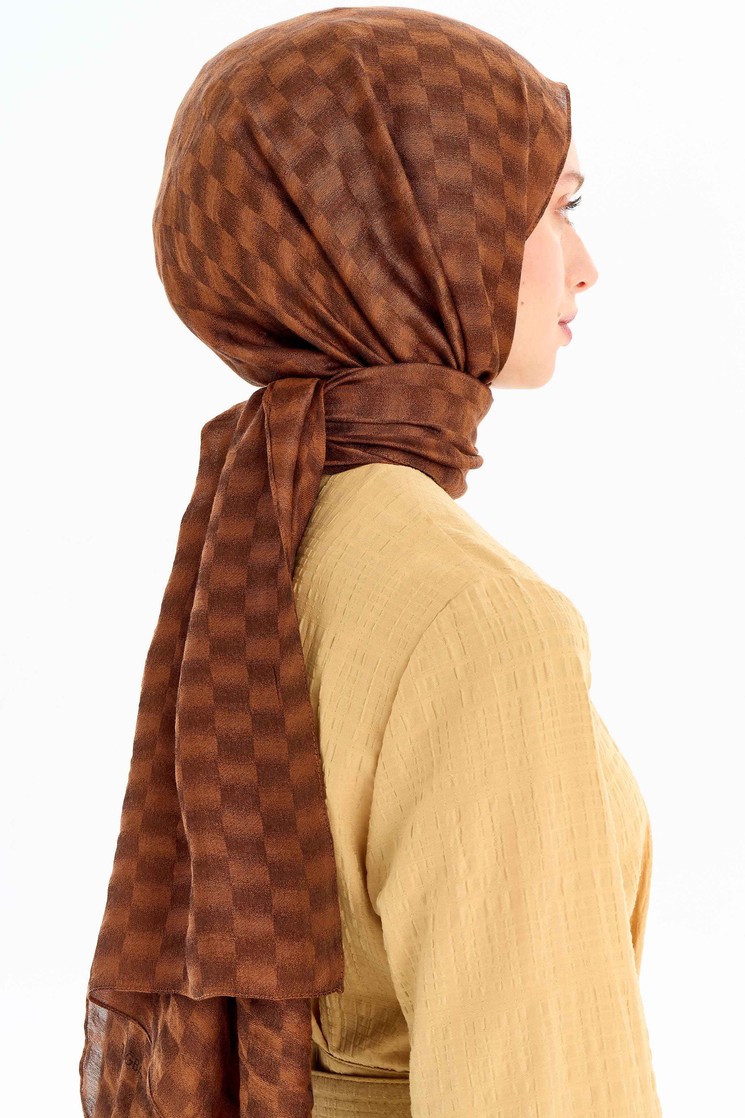 Kare Desen Viskon Şal - Karanfil TUGBA