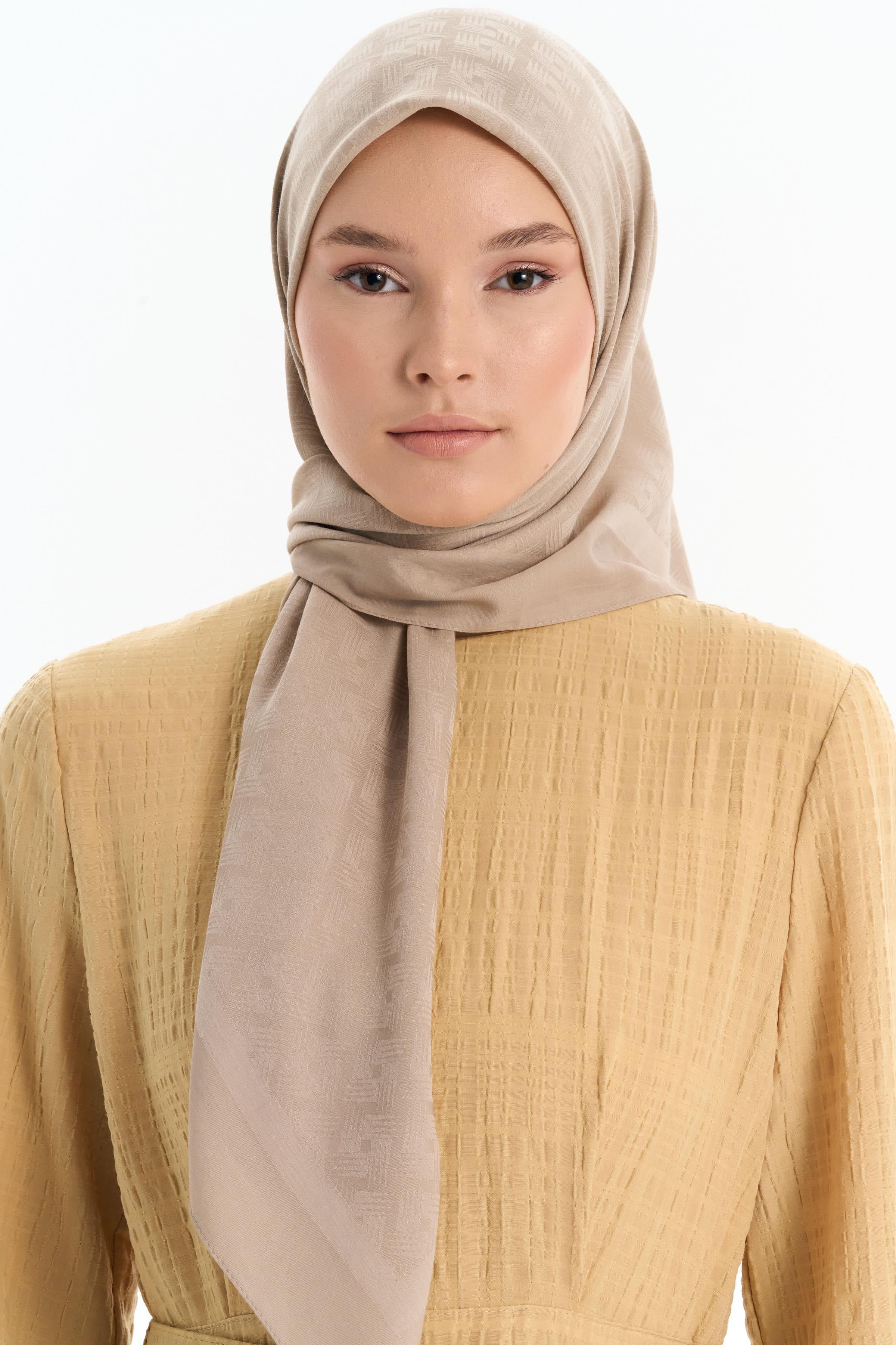 Geometrik Desen Pamuk Eşarp - Taş TUGBA