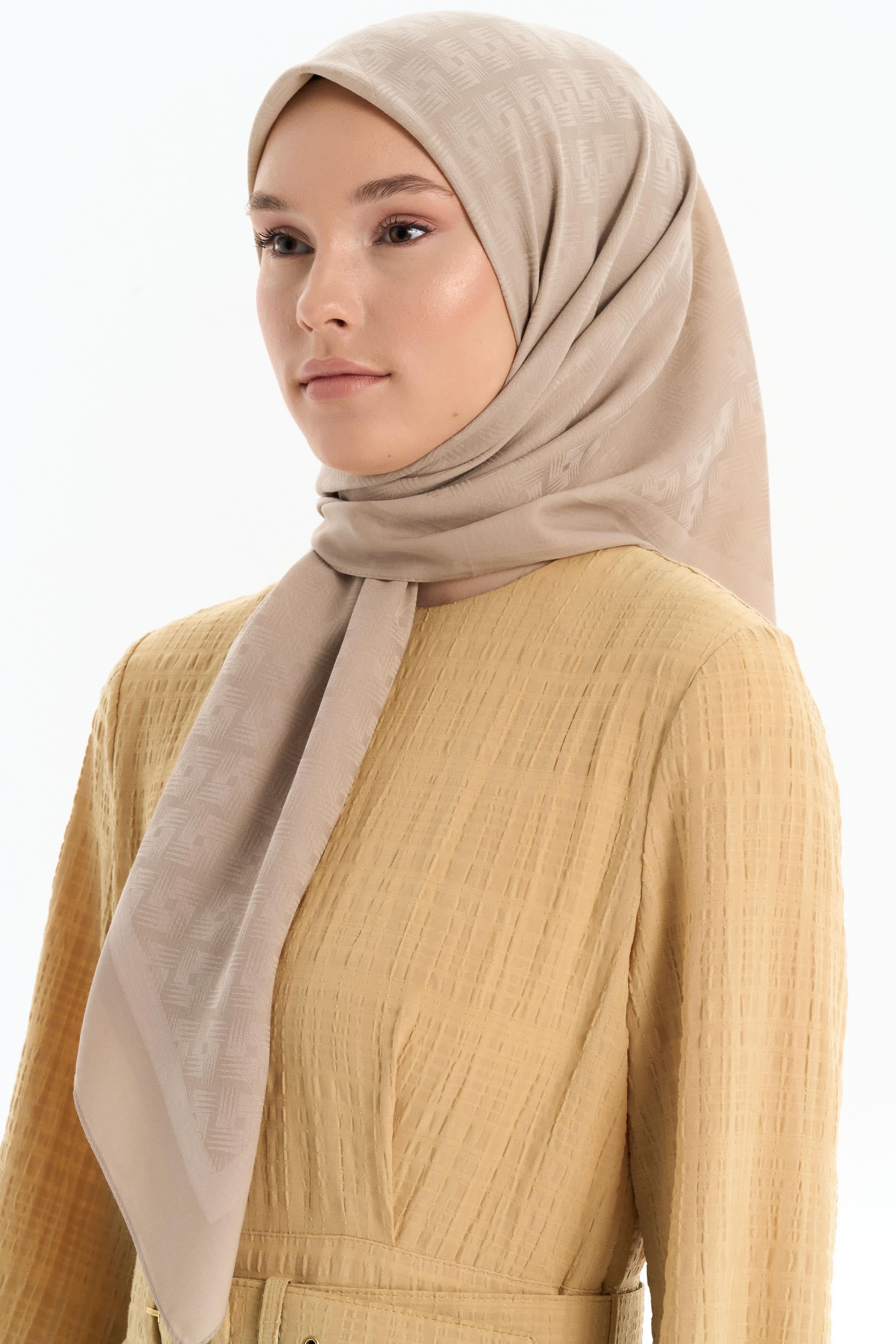 Geometrik Desen Pamuk Eşarp - Taş TUGBA