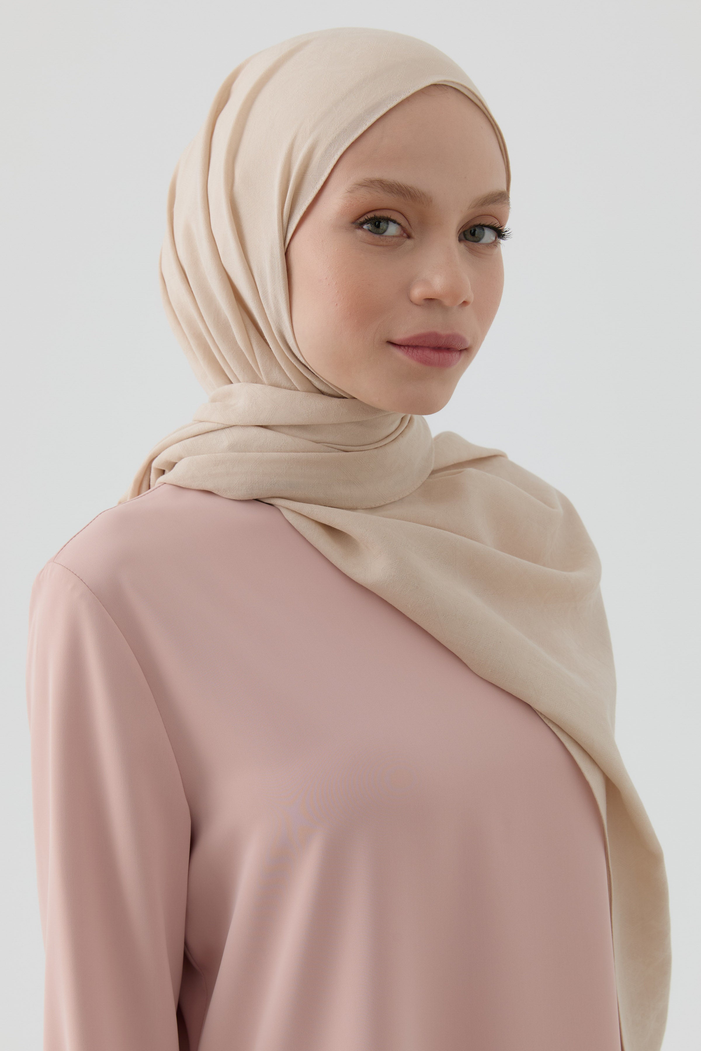 Geometrik Desen Pamuk Şal - Bej TUGBA