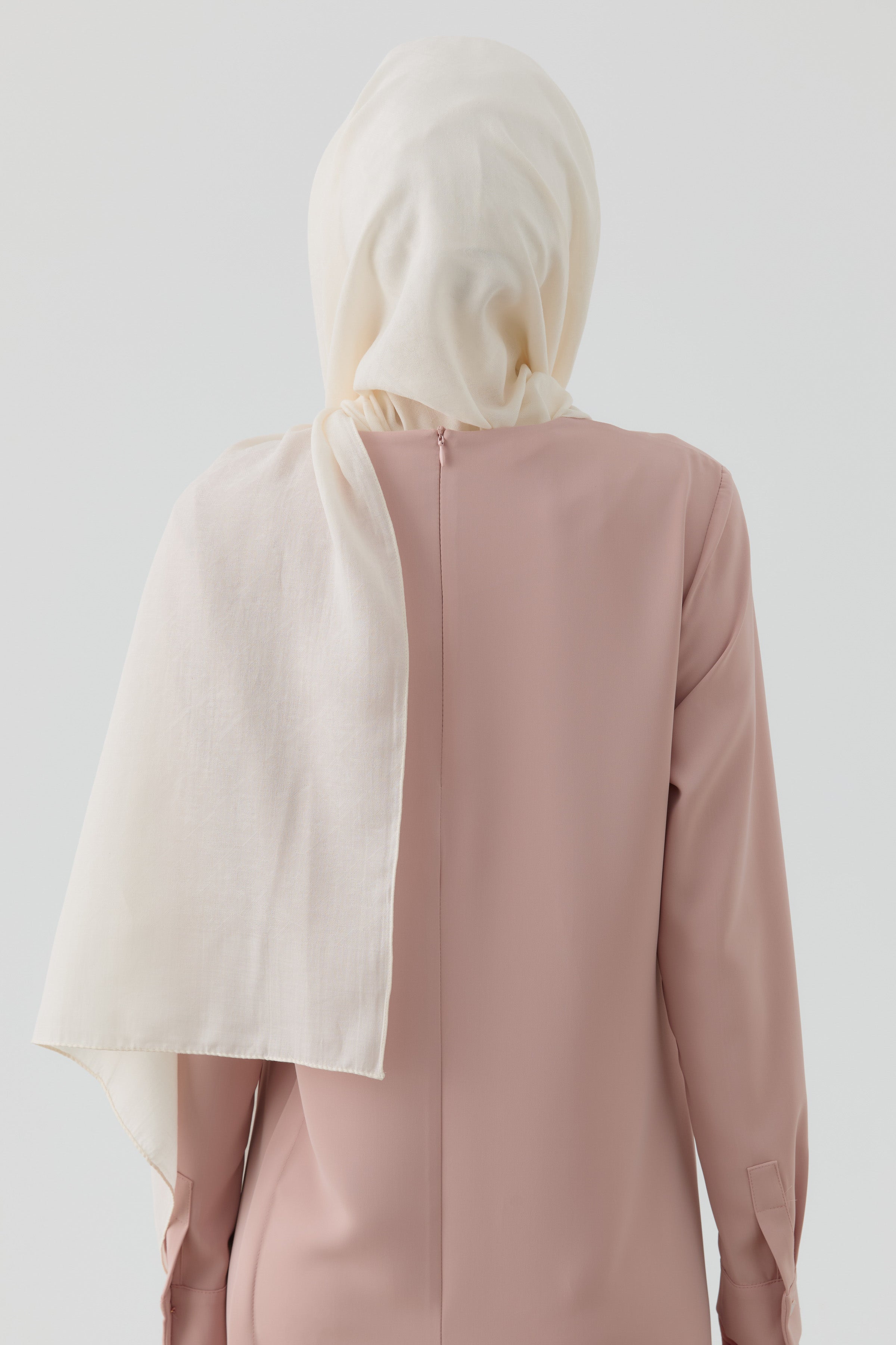 Geometrik Desen Pamuk Şal - Ekru TUGBA