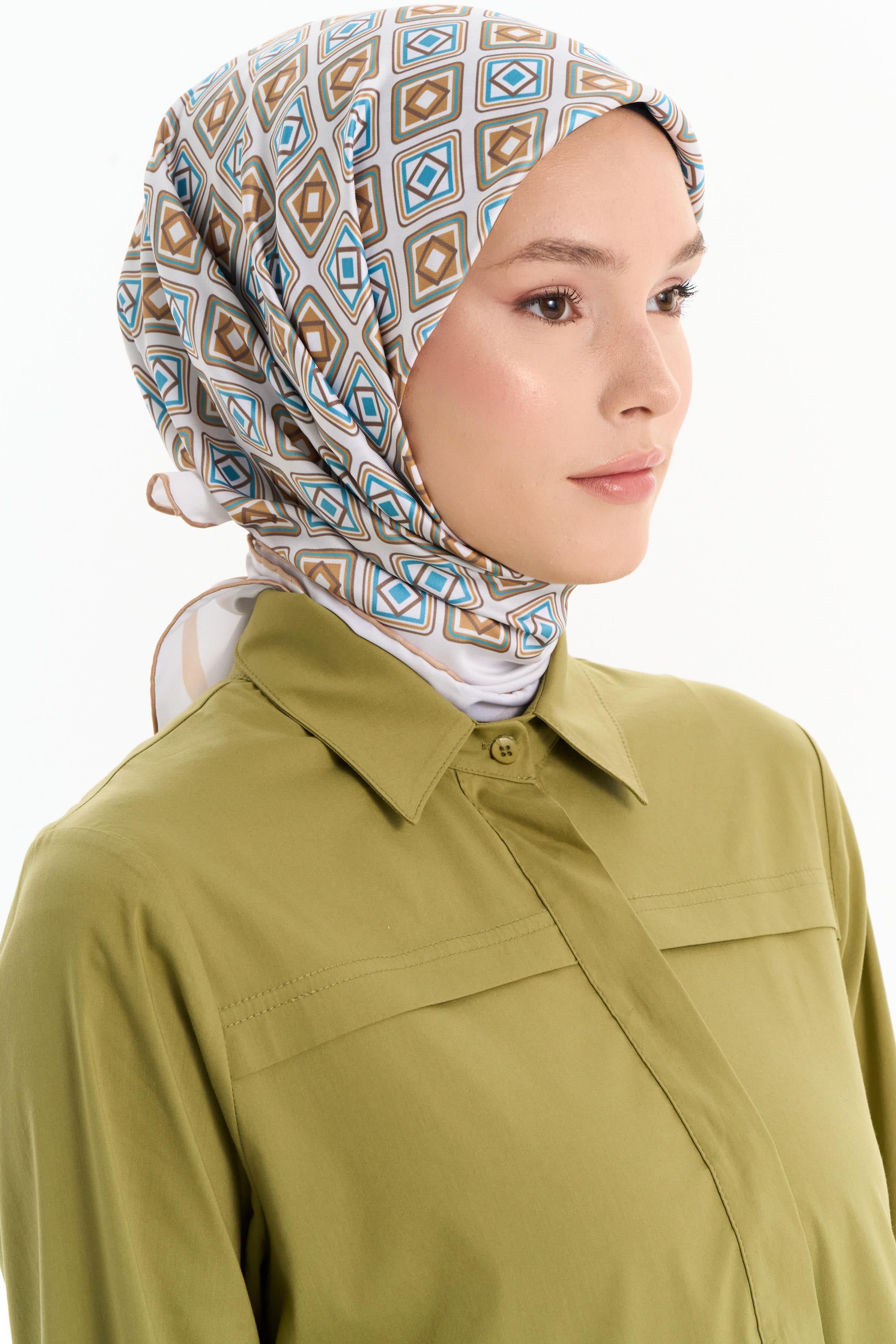 Karesel Desenli Stil Eşarp - Hardal TUGBA