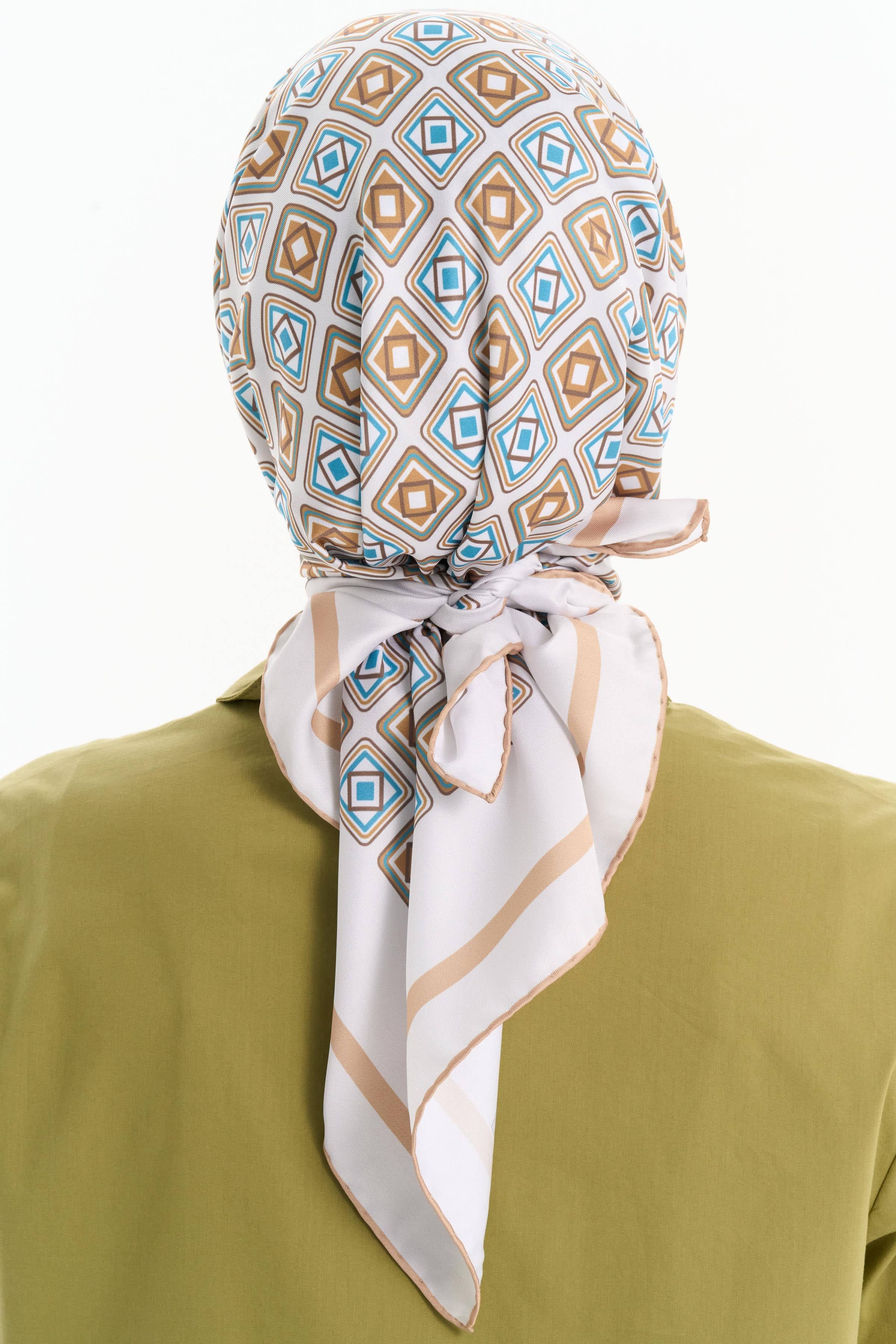 Karesel Desenli Stil Eşarp - Hardal TUGBA