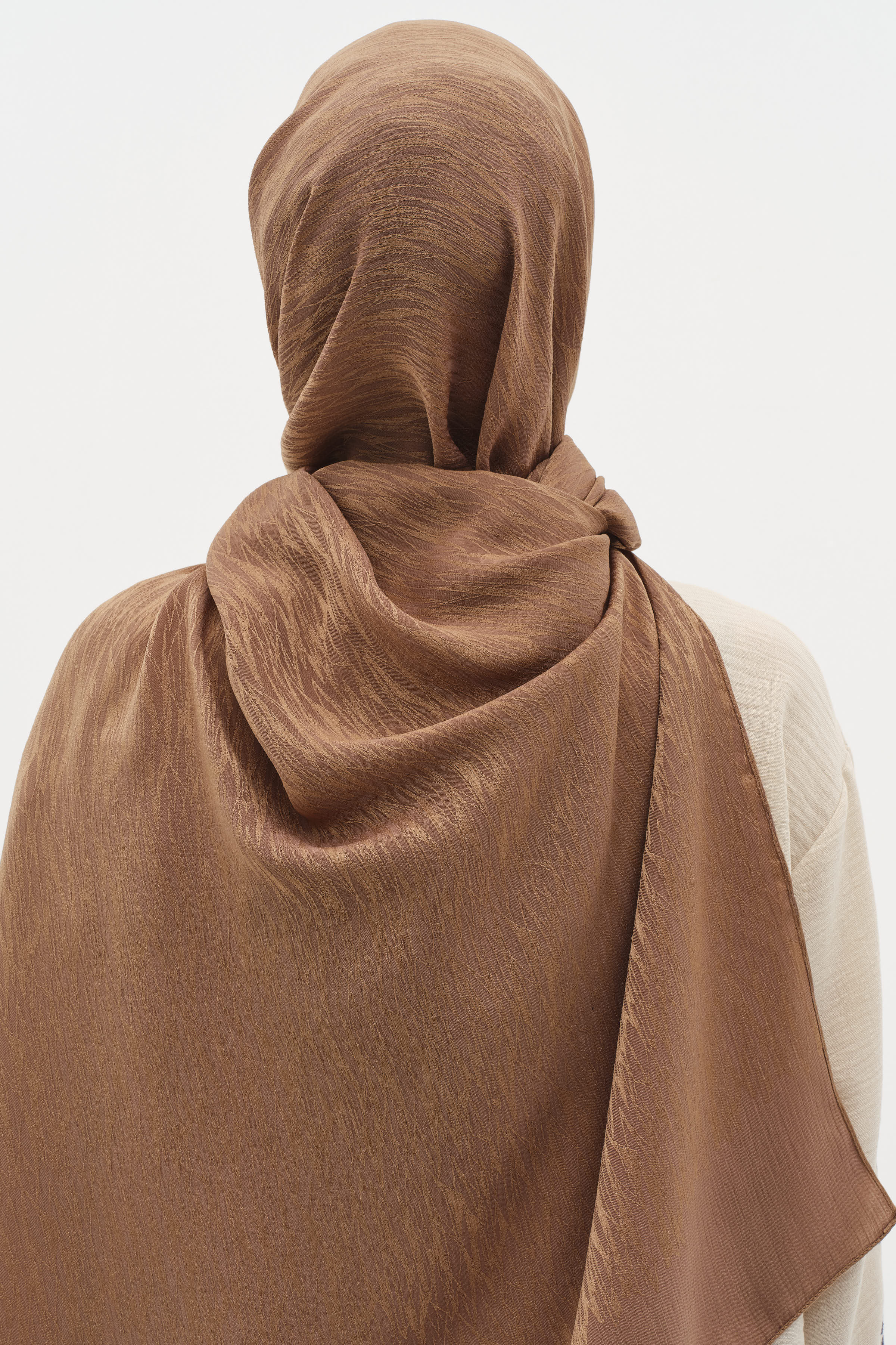 Karışık Desenli Floş Şal - Açık Kahve TUGBA