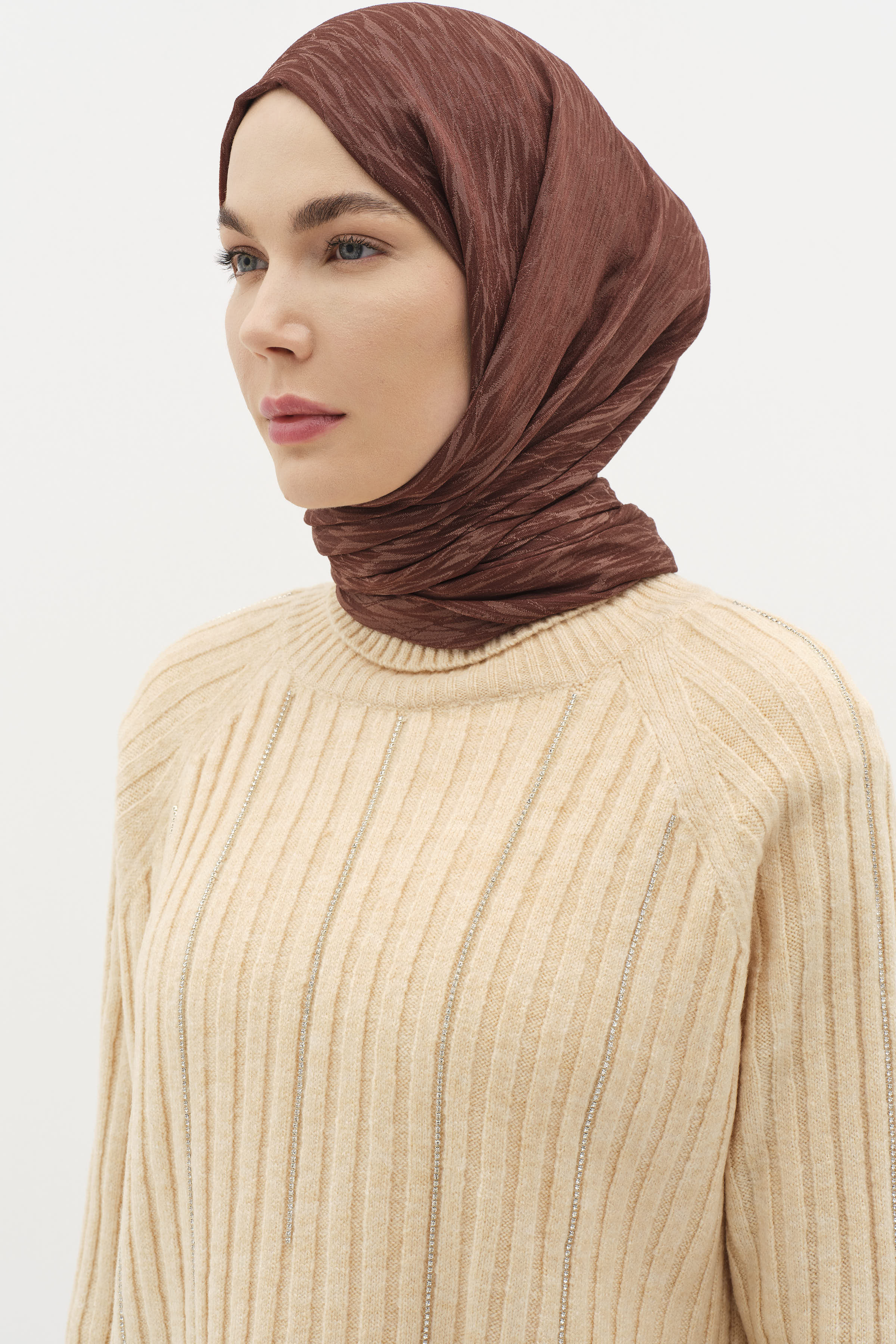 Karışık Desenli Floş Şal - Bakır TUGBA