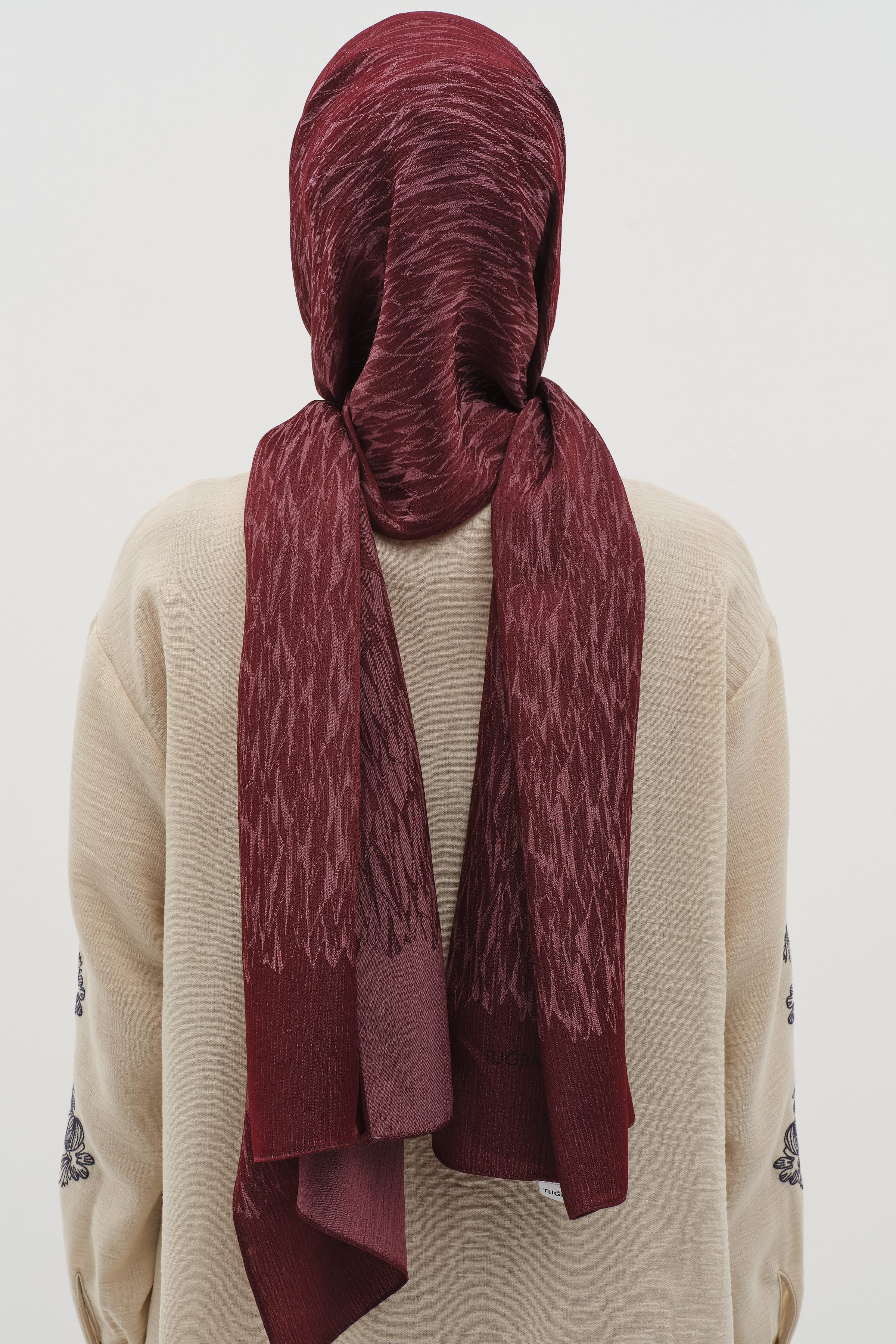 Karışık Desenli Floş Şal - Bordo TUĞBA
