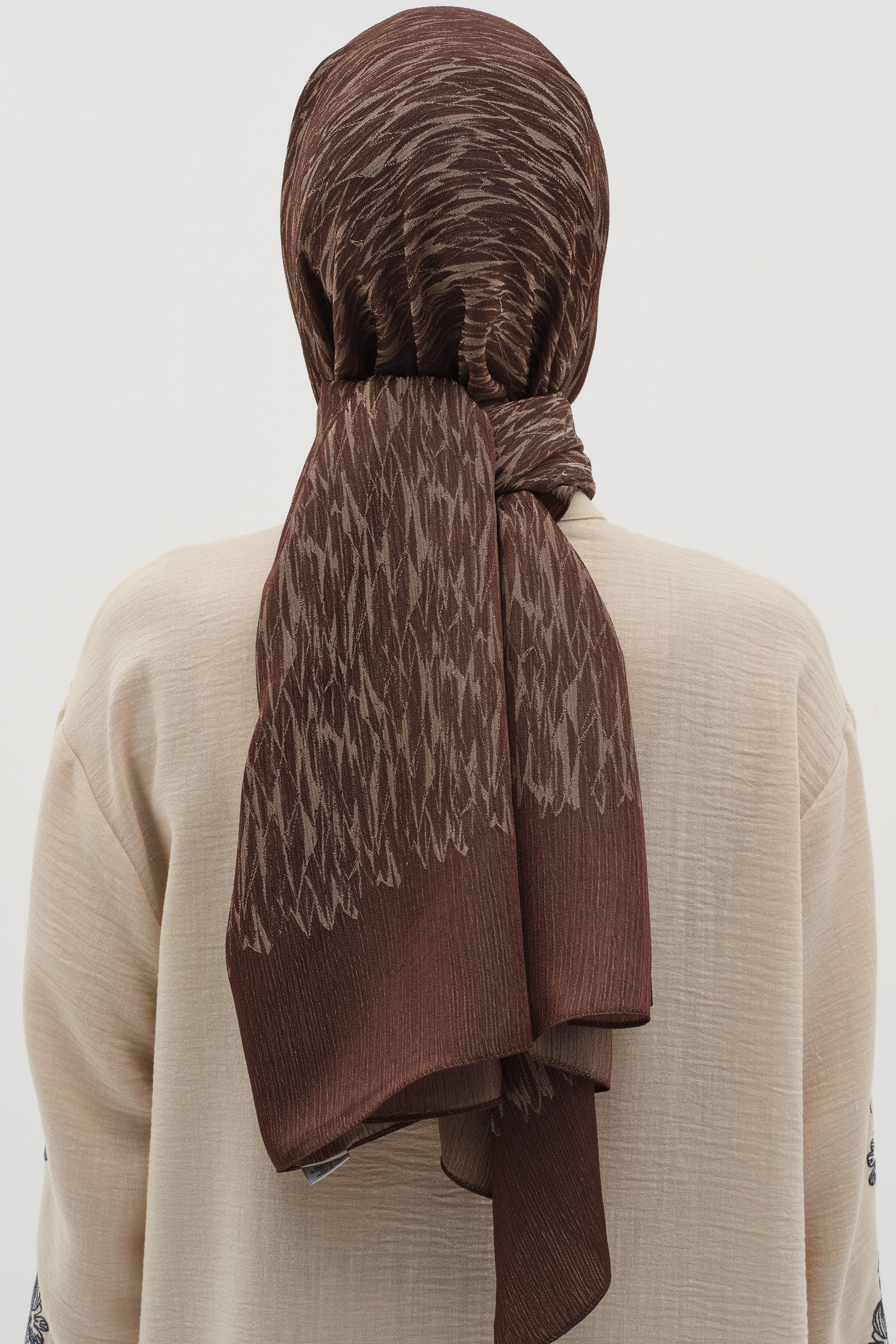 Karışık Desenli Floş Şal - Kahve TUGBA