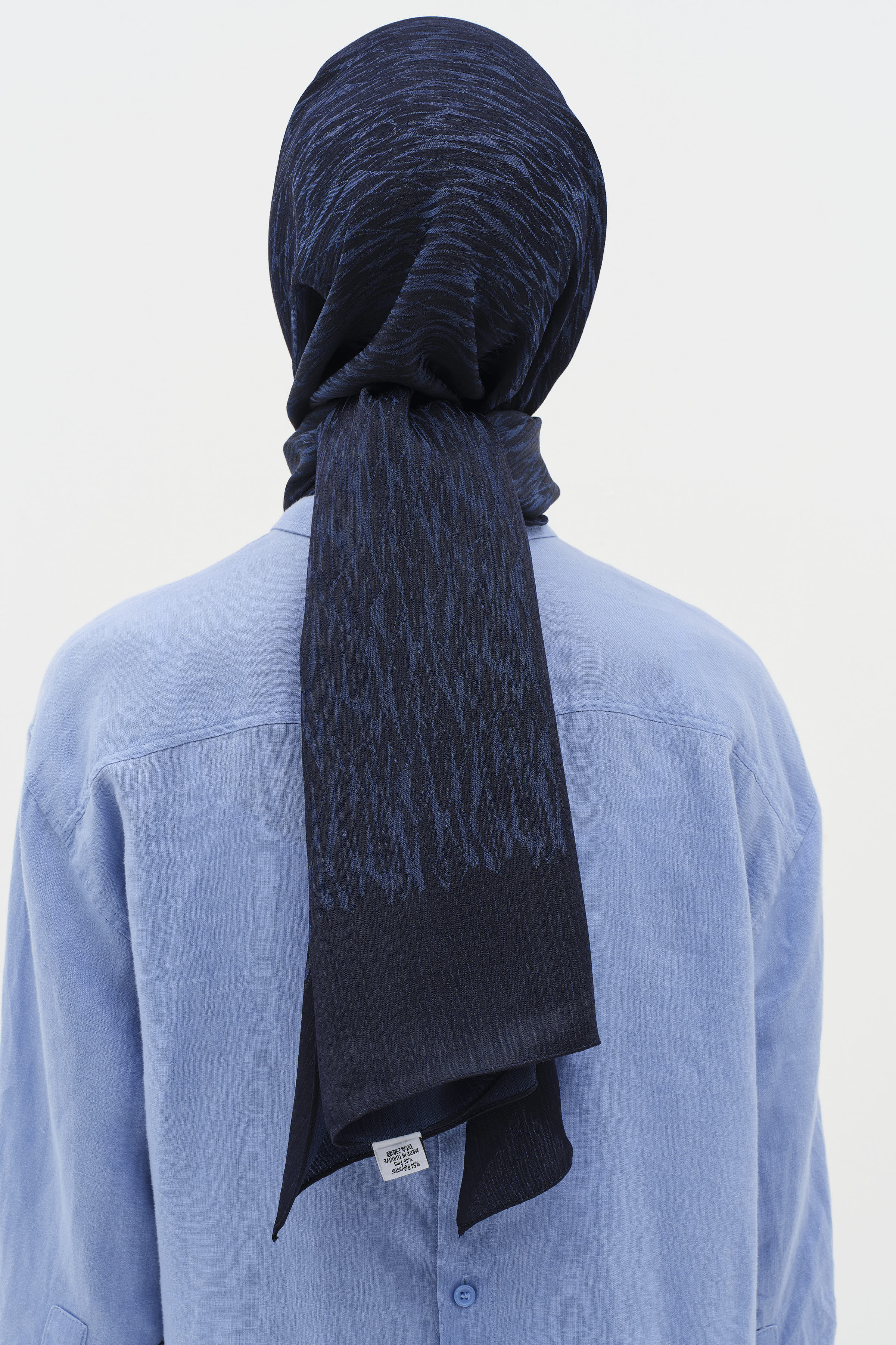 Karışık Desenli Floş Şal - Lacivert TUGBA