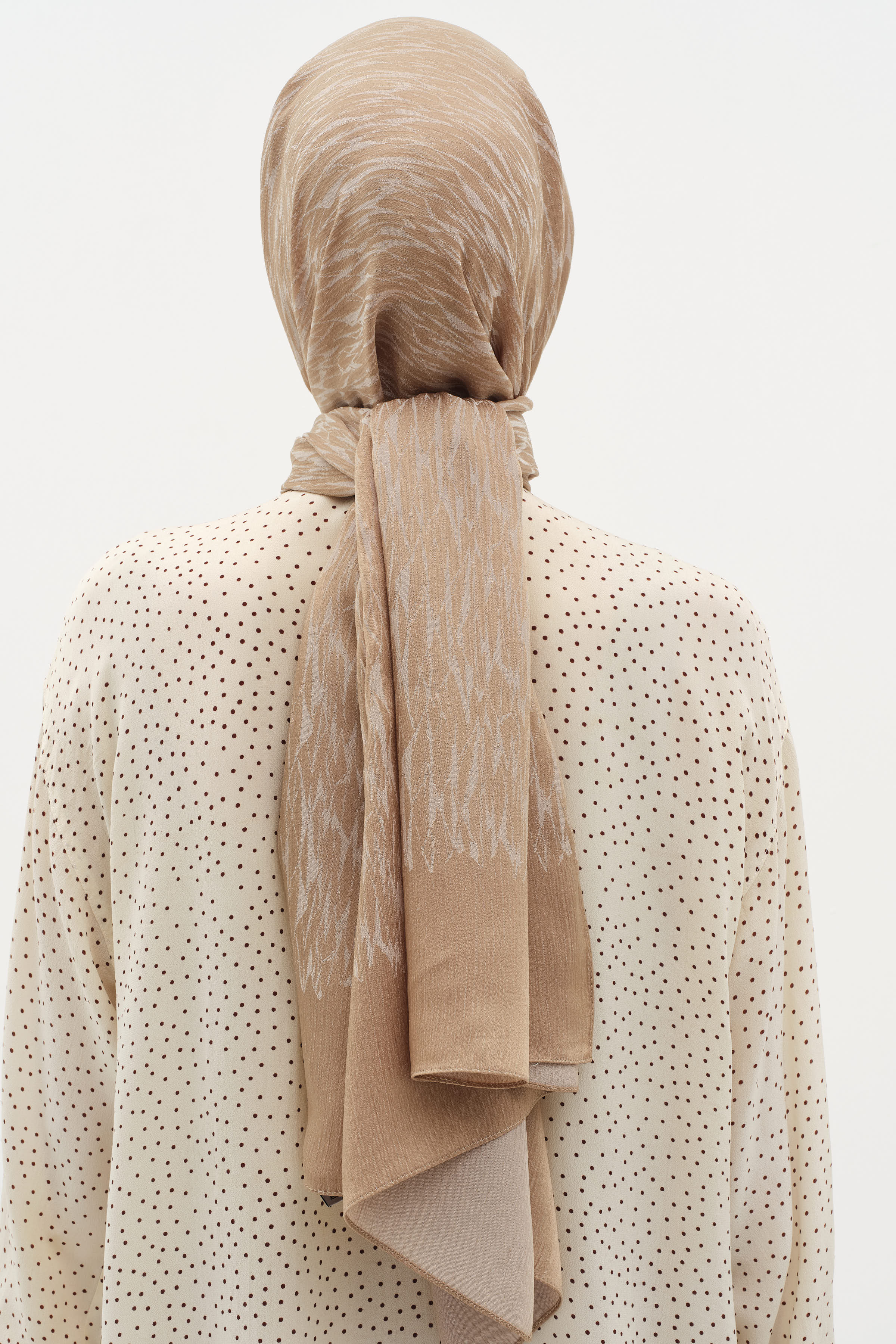 Karışık Desenli Floş Şal - Vizon TUĞBA