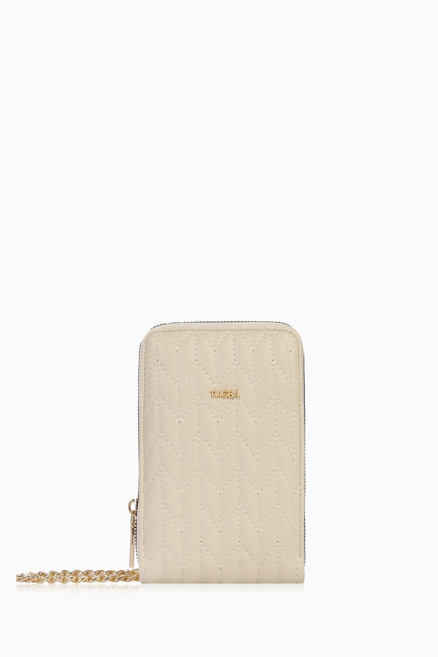 Kartlıklı Telefon Çantası - Bej TUGBA