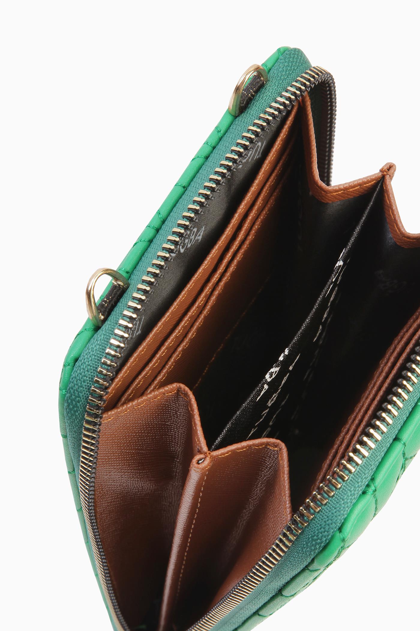 Kartlıklı Telefon Çantası - Benetton Yeşili TUGBA