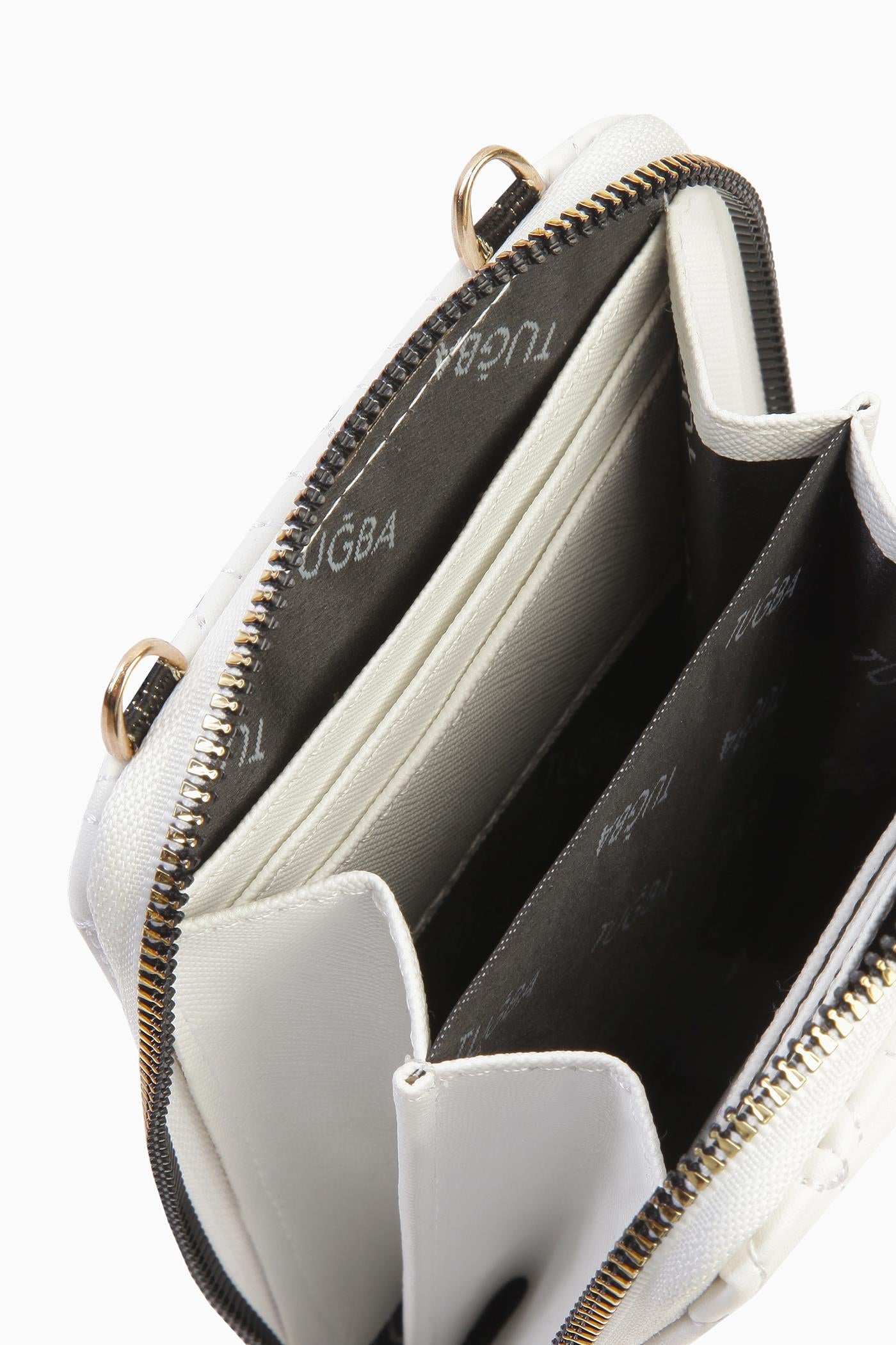 Kartlıklı Telefon Çantası - Beyaz TUGBA