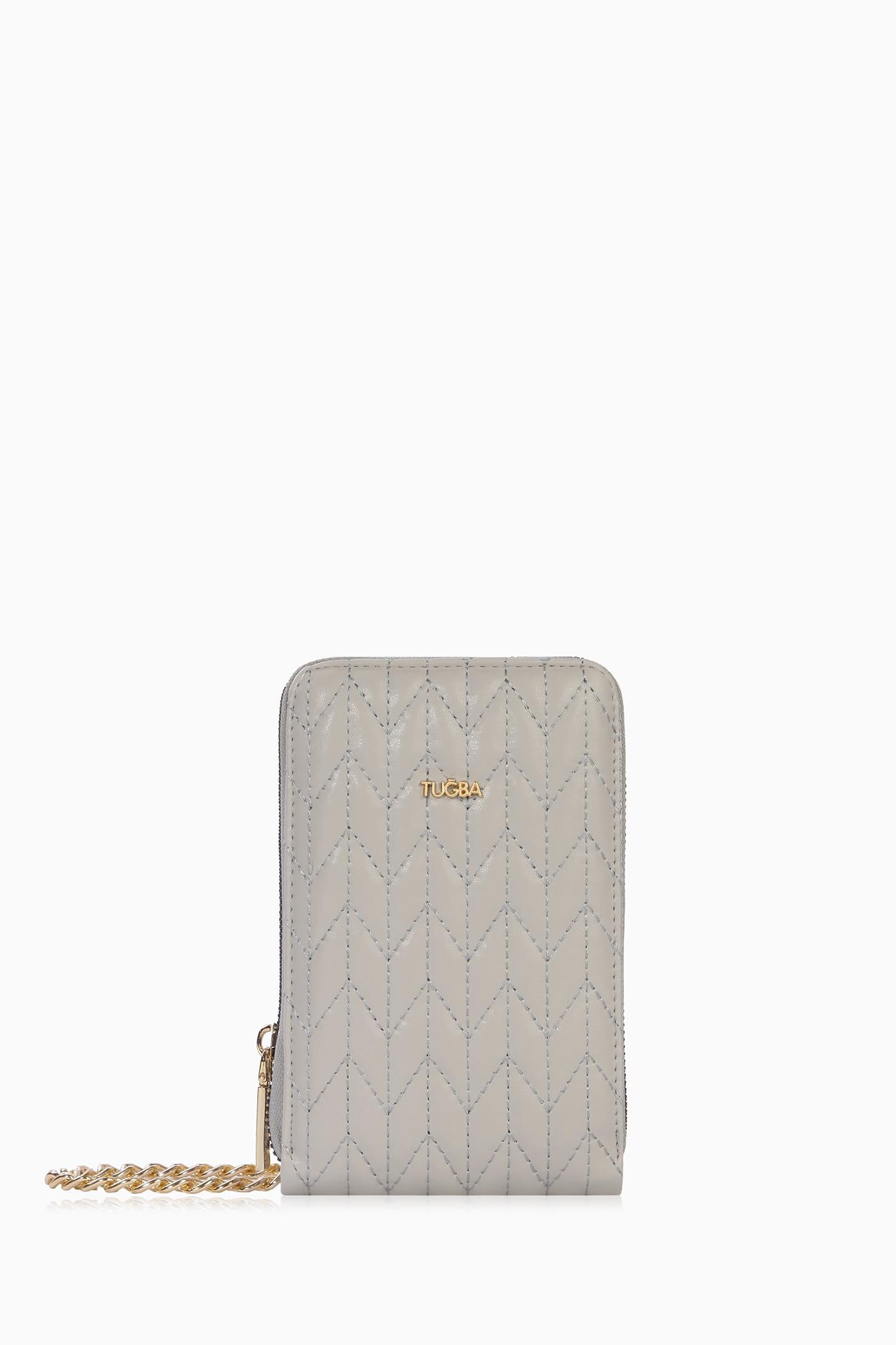 Kartlıklı Telefon Çantası - Gri TUGBA