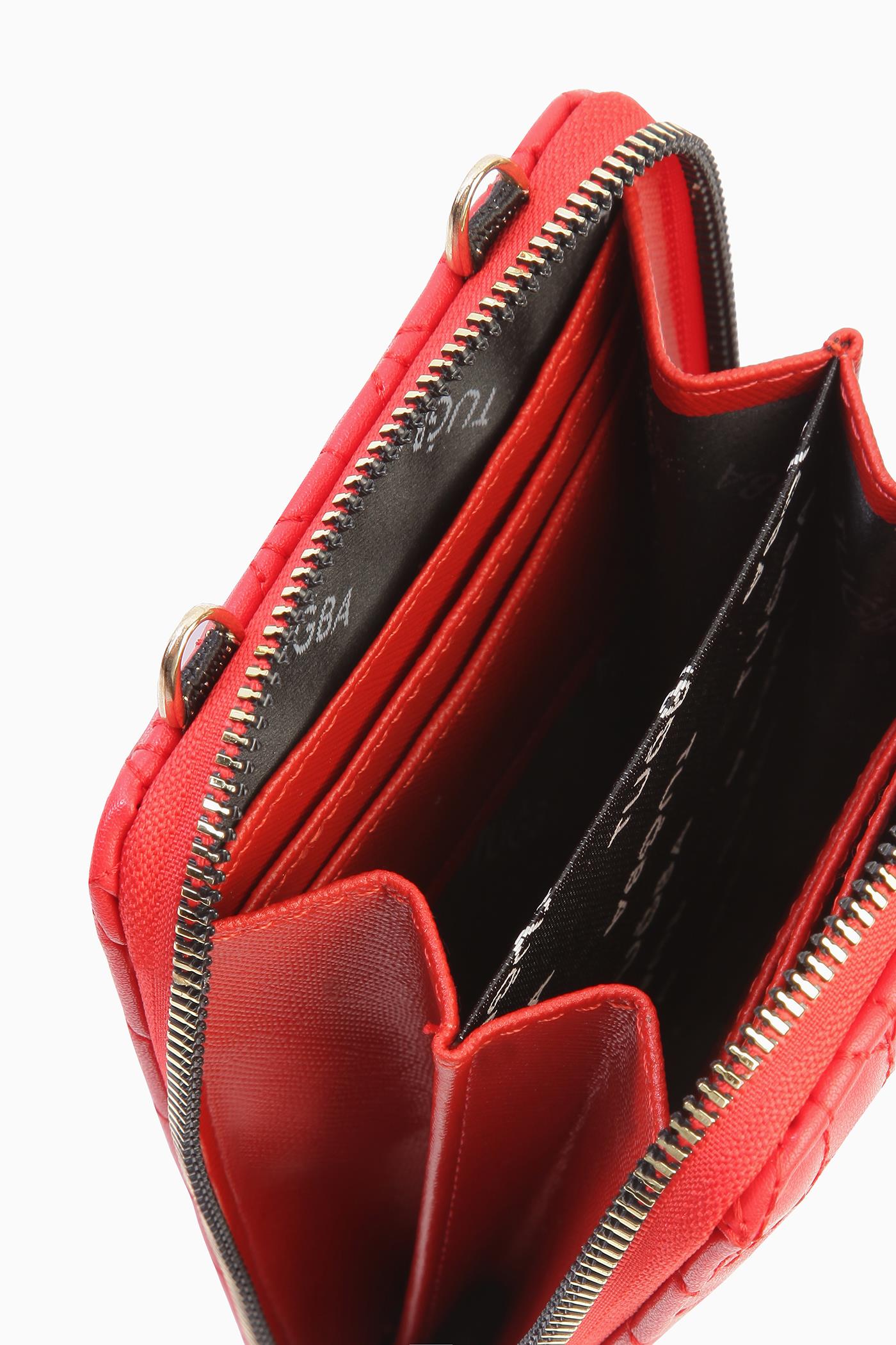 Kartlıklı Telefon Çantası - Kırmızı TUGBA